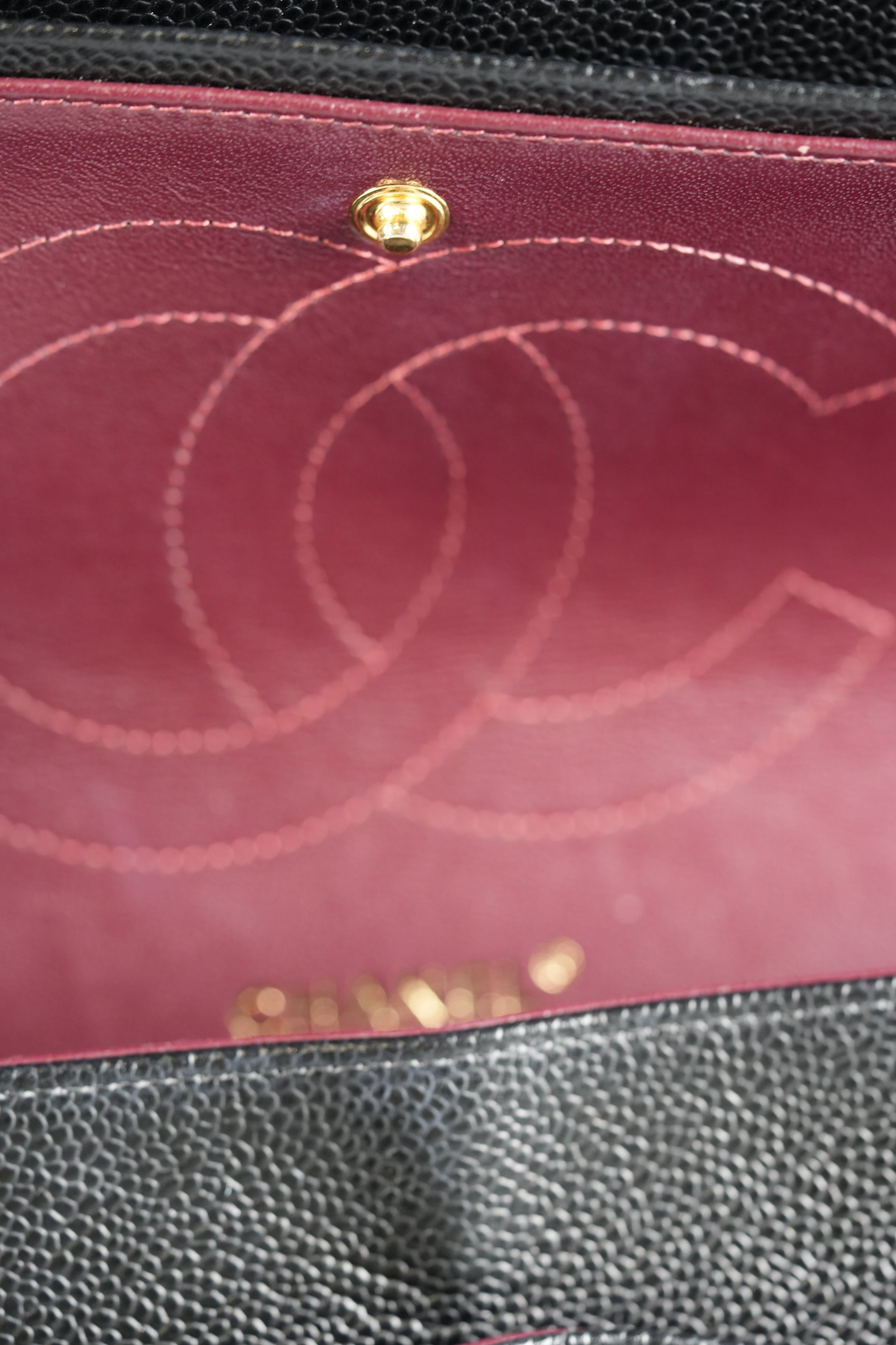 Classic Double Flap Jumbo Black Caviar Leather and Gold Hardware Series 23 | Purse Maison Luxury Bags Shop