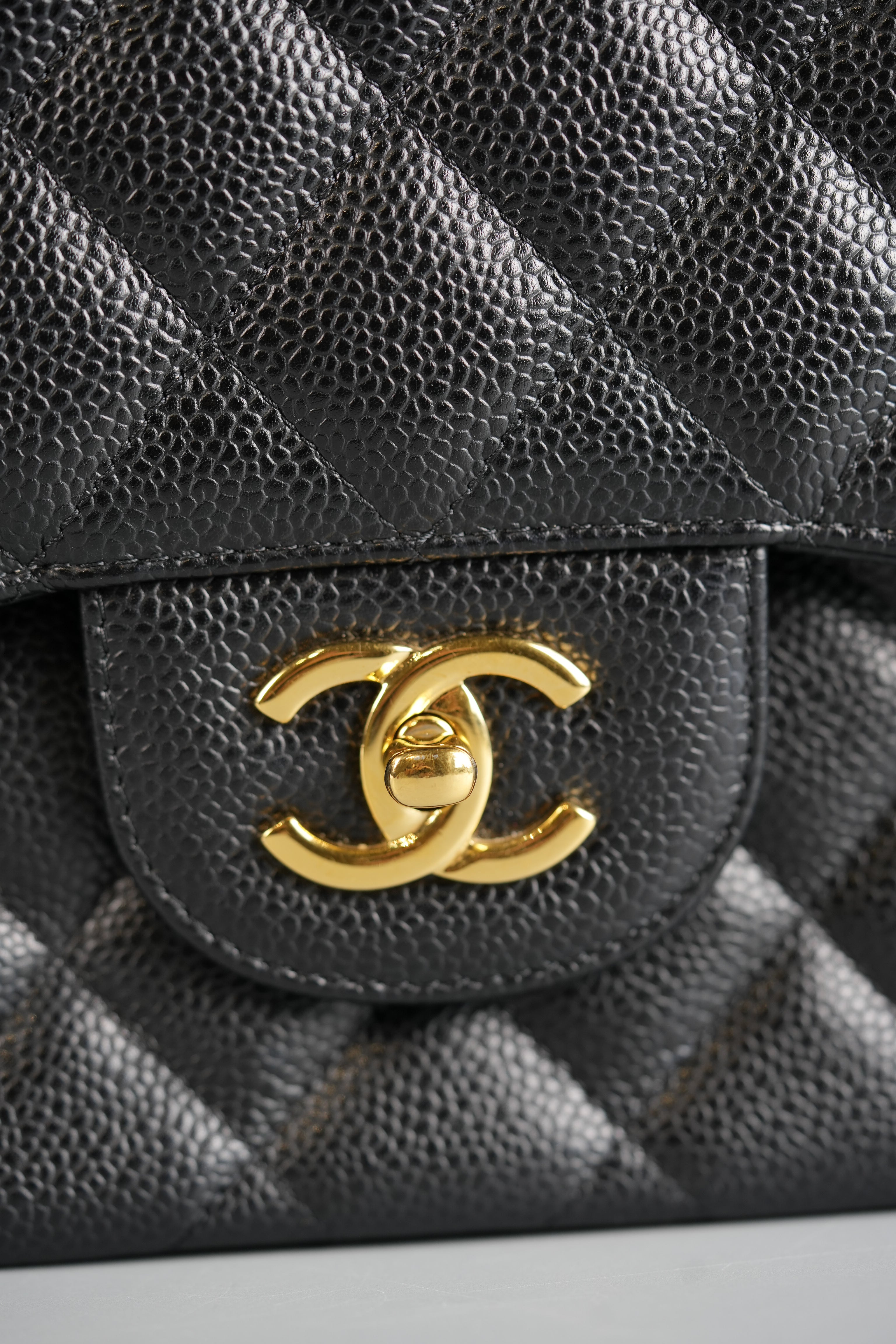 Classic Double Flap Jumbo Black Caviar Leather and Gold Hardware Series 23 | Purse Maison Luxury Bags Shop
