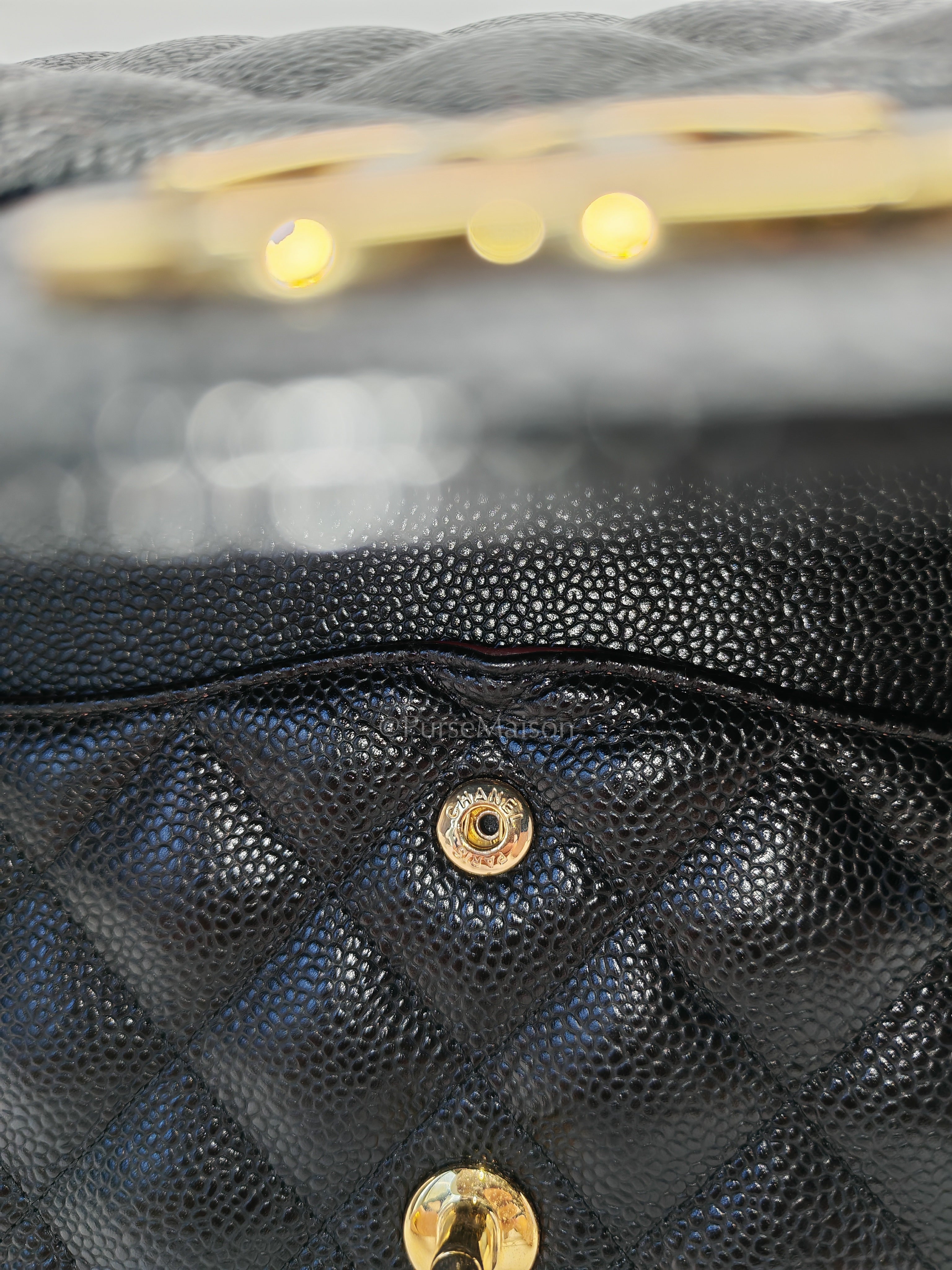 Classic Double Flap Jumbo Black Caviar Leather in Gold Hardware (Series 24) | Purse Maison Luxury Bags Shop