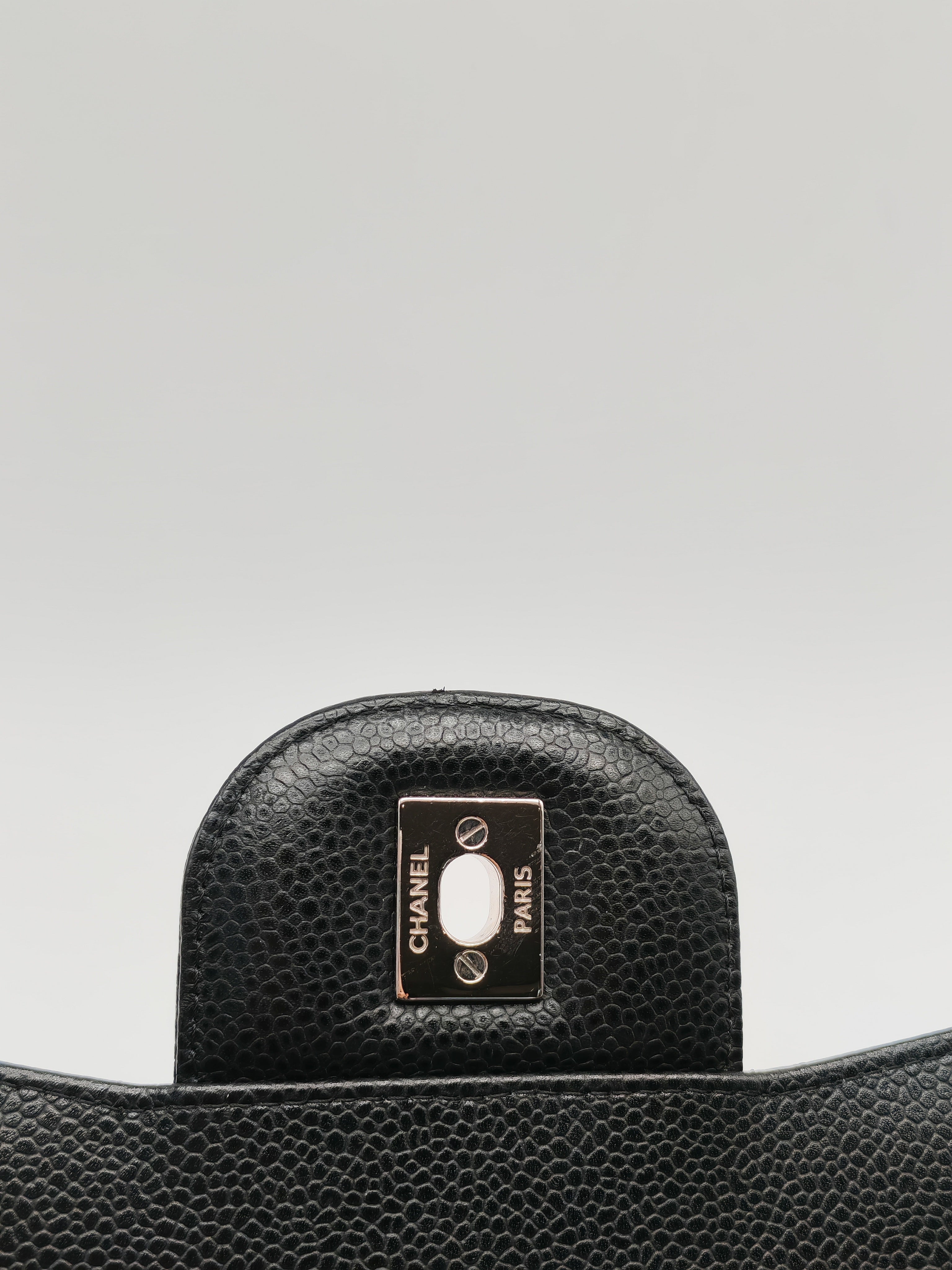 Classic Double Flap Jumbo Black Caviar Leather in Silver Hardware (Series 26) | Purse Maison Luxury Bags Shop