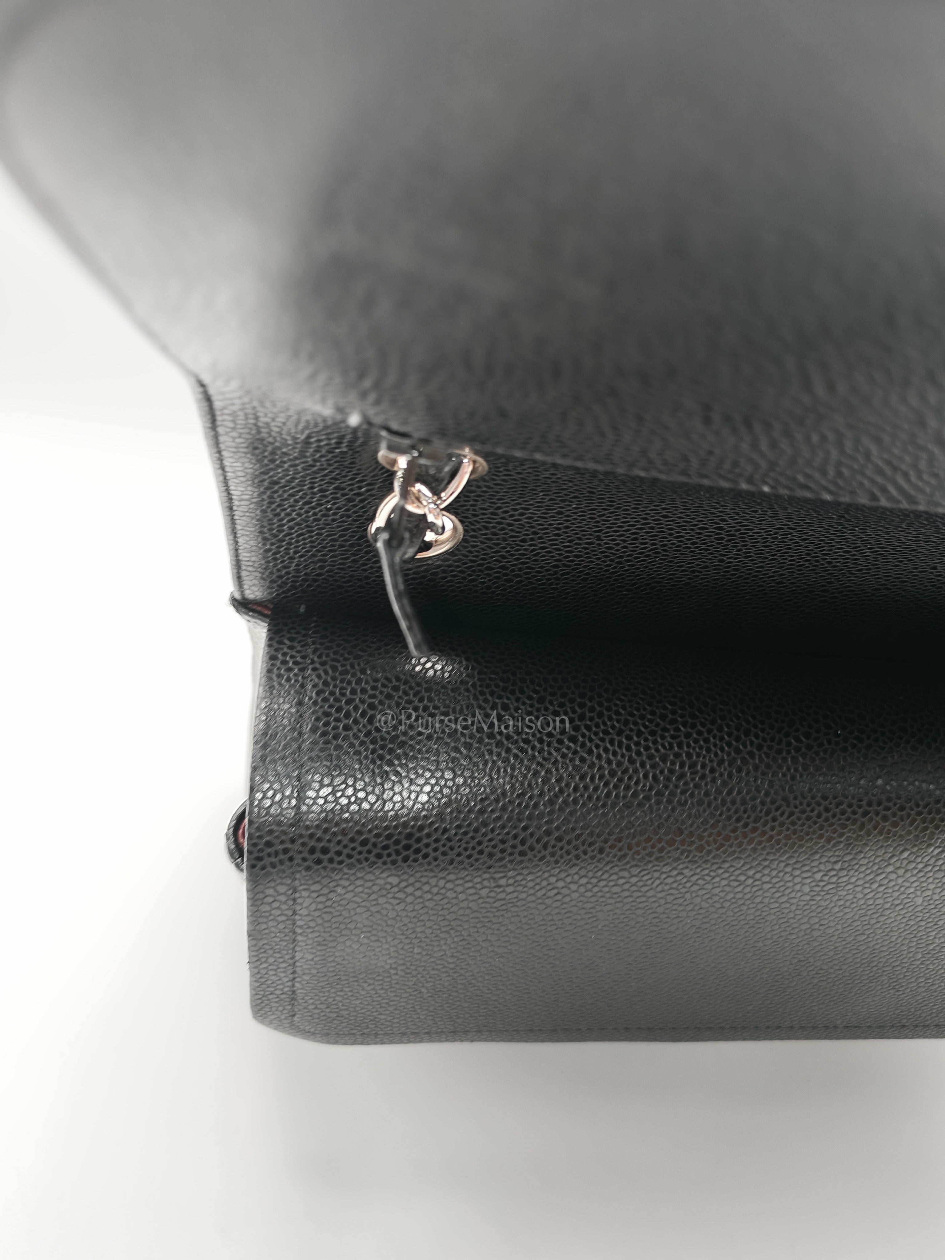 Classic Double Flap Jumbo Black Caviar Leather in Silver Hardware (Series 26) | Purse Maison Luxury Bags Shop