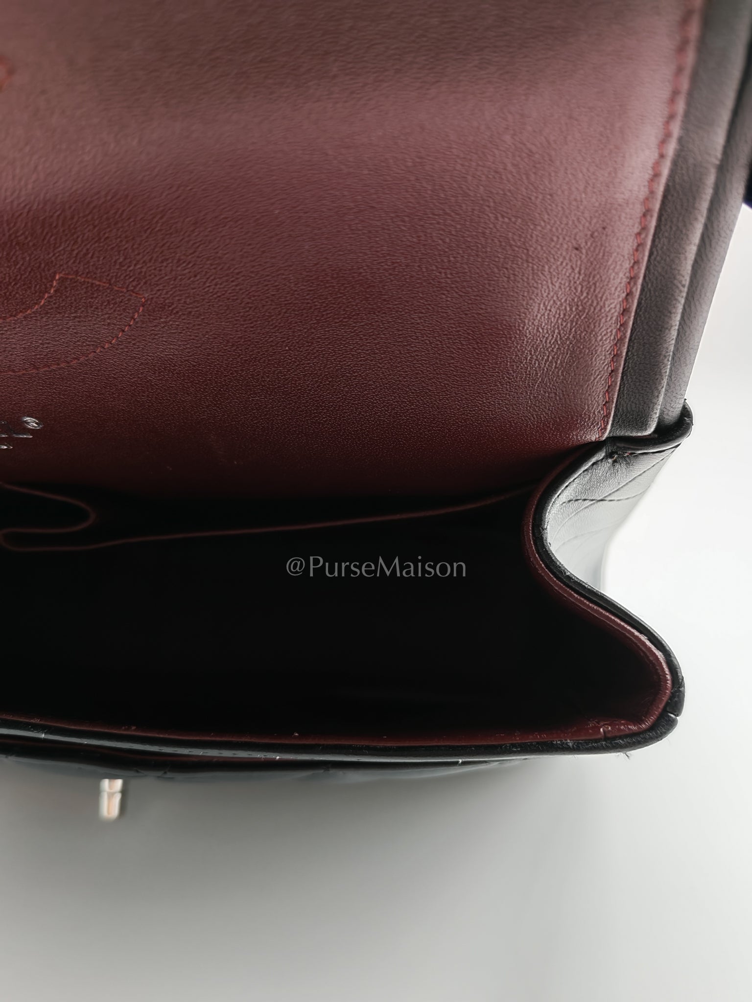 Classic Double Flap Jumbo Black Lambskin Leather in Silver Hardware (Series 15) | Purse Maison Luxury Bags Shop