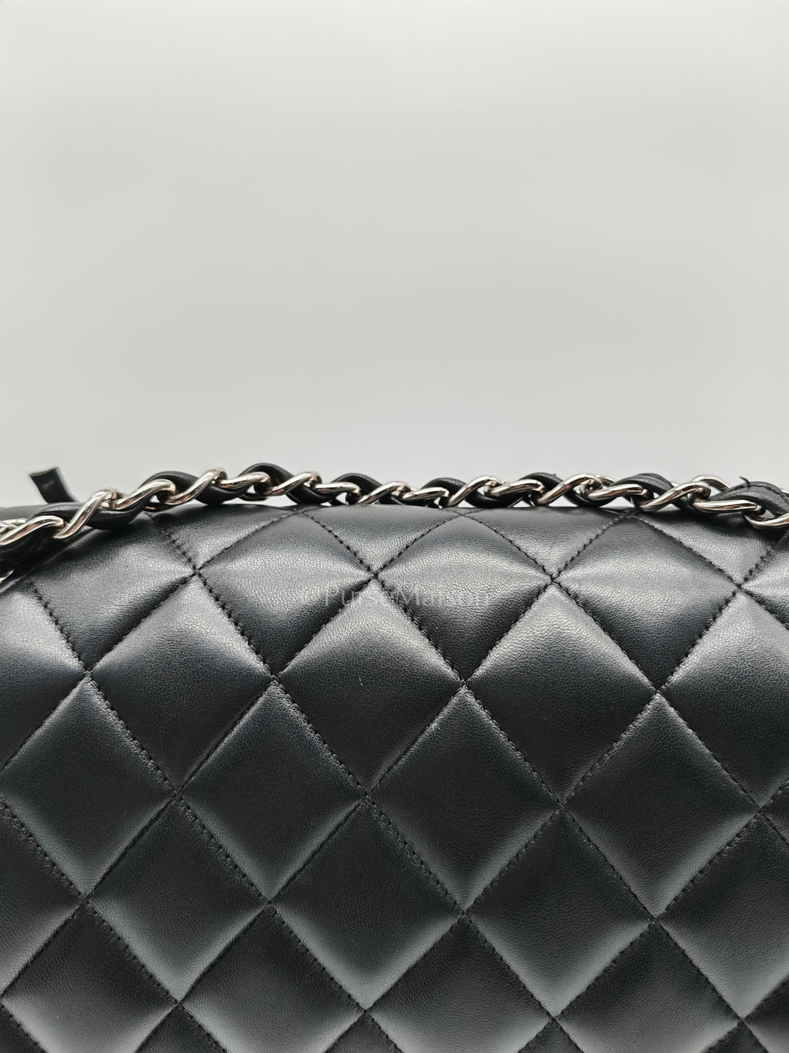 Classic Double Flap Jumbo Black Lambskin Leather in Silver Hardware (Series 15) | Purse Maison Luxury Bags Shop