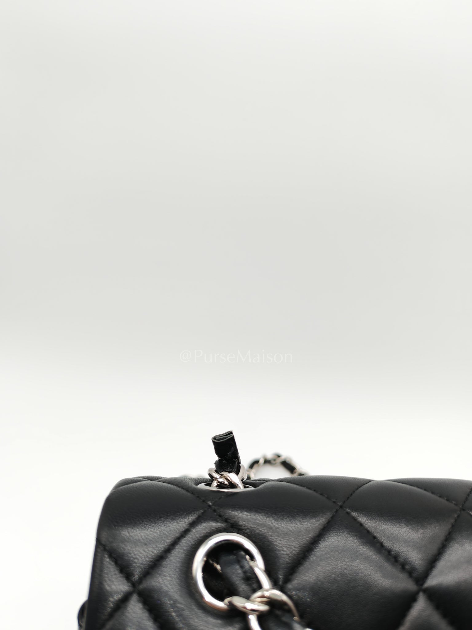 Classic Double Flap Jumbo Black Lambskin Leather in Silver Hardware (Series 15) | Purse Maison Luxury Bags Shop