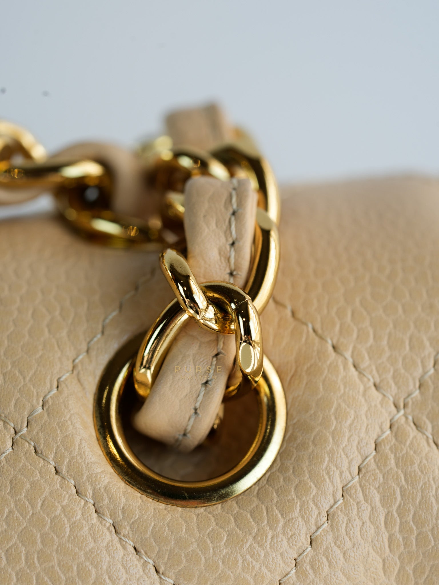 Classic Double Flap Jumbo in Beige Caviar Leather & Gold Hardware (Series 14) | Purse Maison Luxury Bags Shop