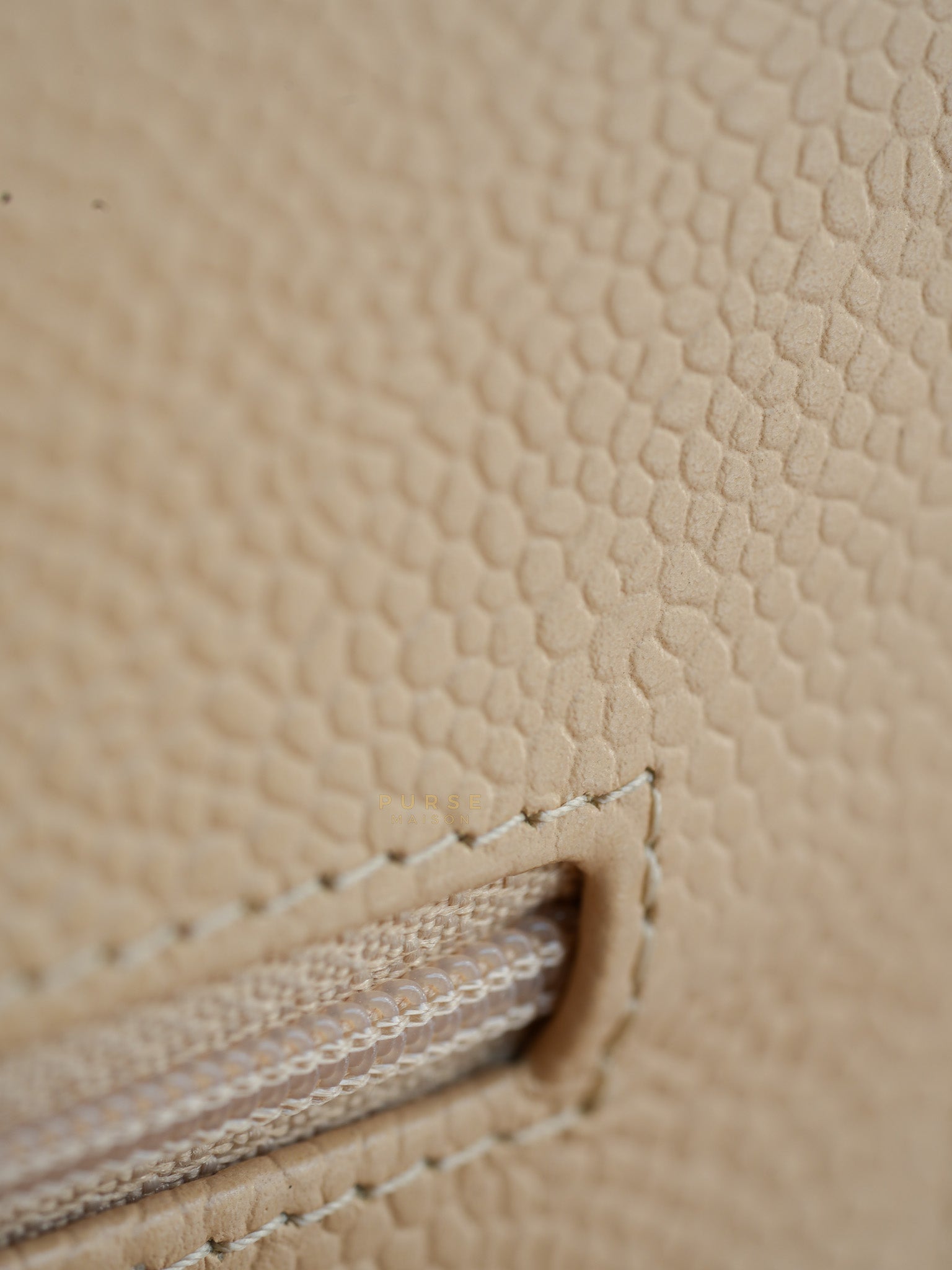 Classic Double Flap Jumbo in Beige Caviar Leather & Gold Hardware (Series 14) | Purse Maison Luxury Bags Shop