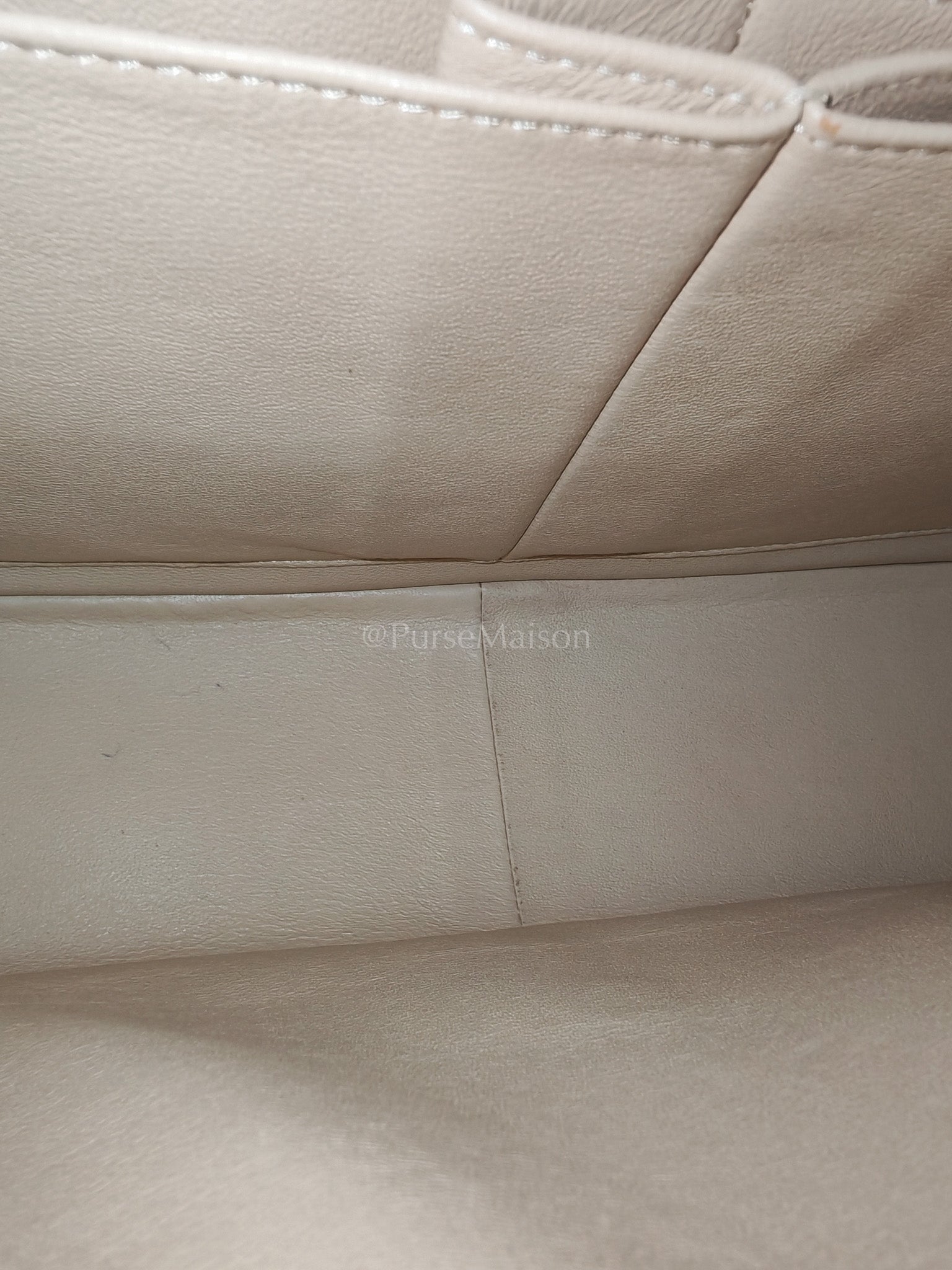 Classic Double Flap Jumbo in Beige Quilted Caviar Leather and Silver Hardware Series 14 | Purse Maison Luxury Bags Shop