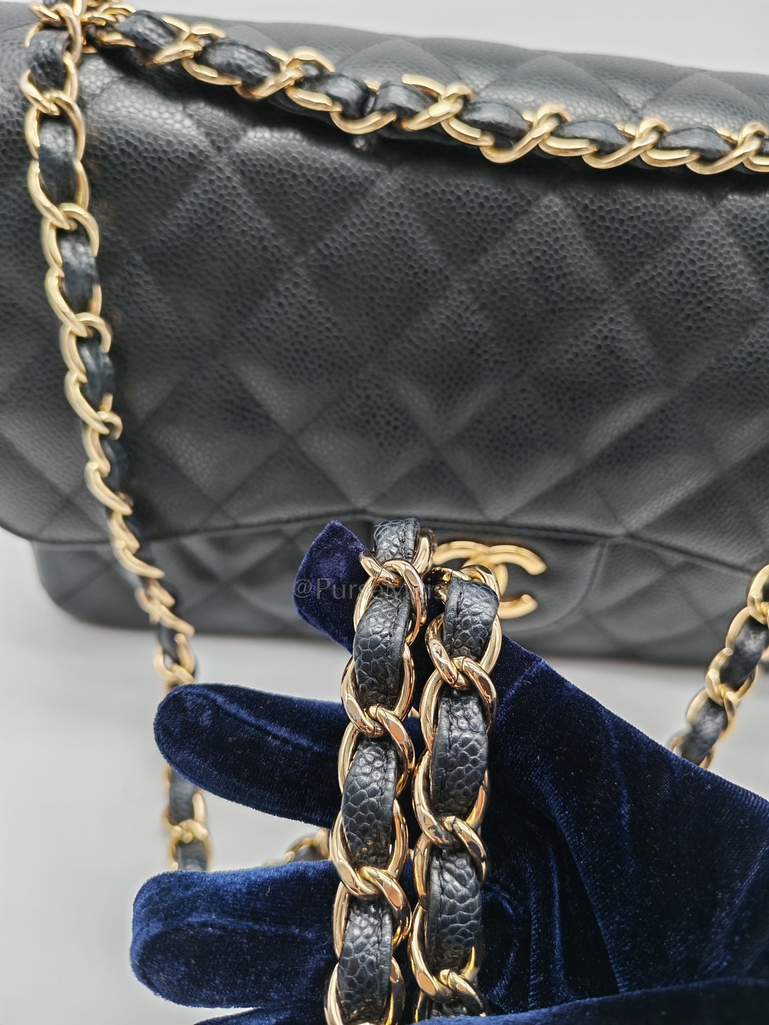 Classic Double Flap Jumbo in Black Caviar Leather and Gold Hardware Series 14 | Purse Maison Luxury Bags Shop