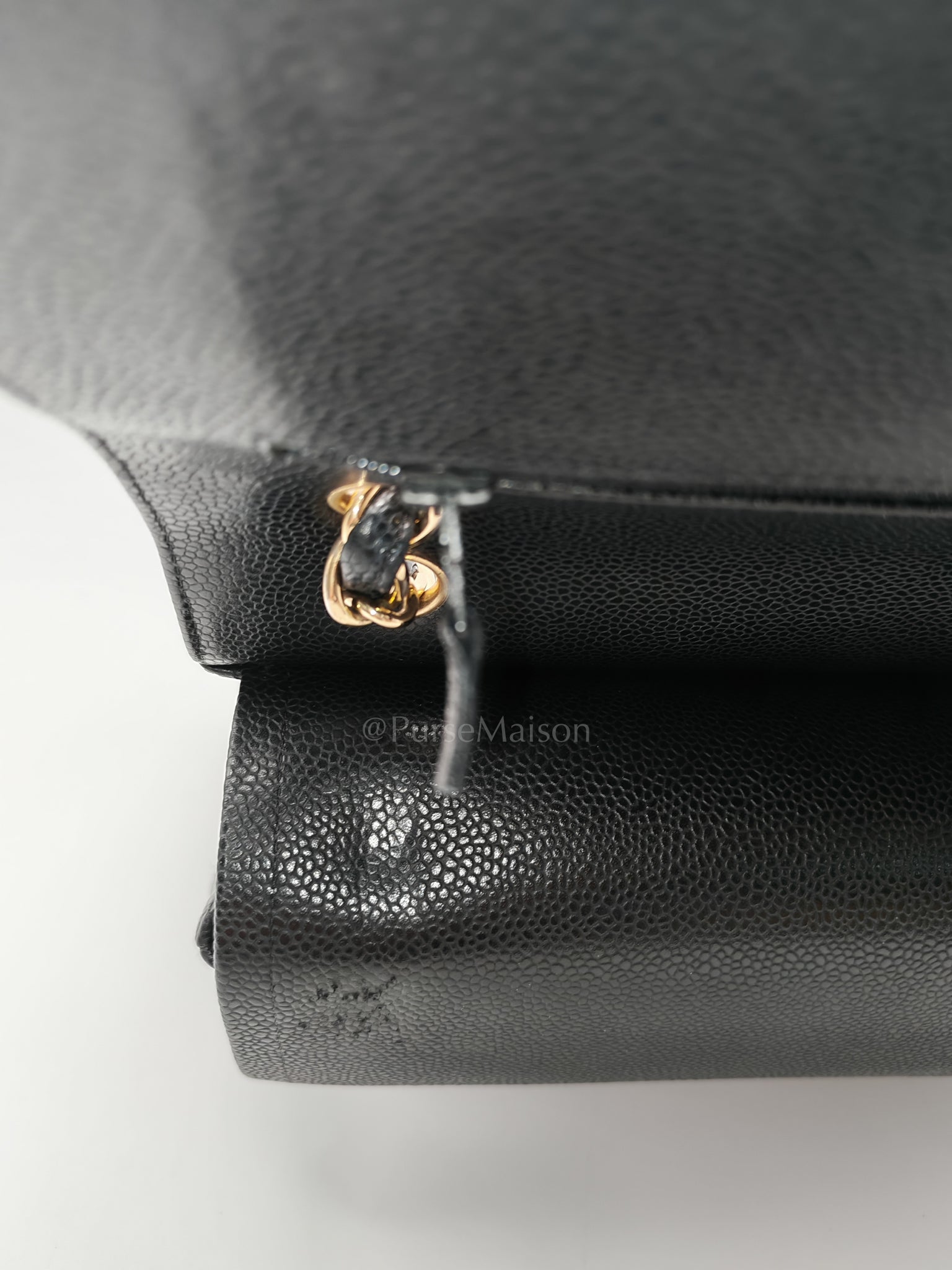 Classic Double Flap Jumbo in Black Caviar Leather and Gold Hardware Series 14 | Purse Maison Luxury Bags Shop