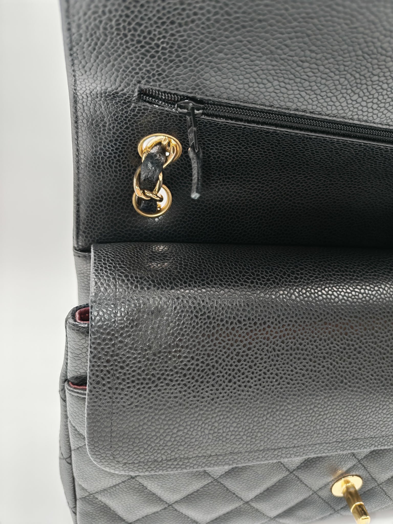 Classic Double Flap Jumbo in Black Caviar Leather and Gold Hardware Series 14 | Purse Maison Luxury Bags Shop