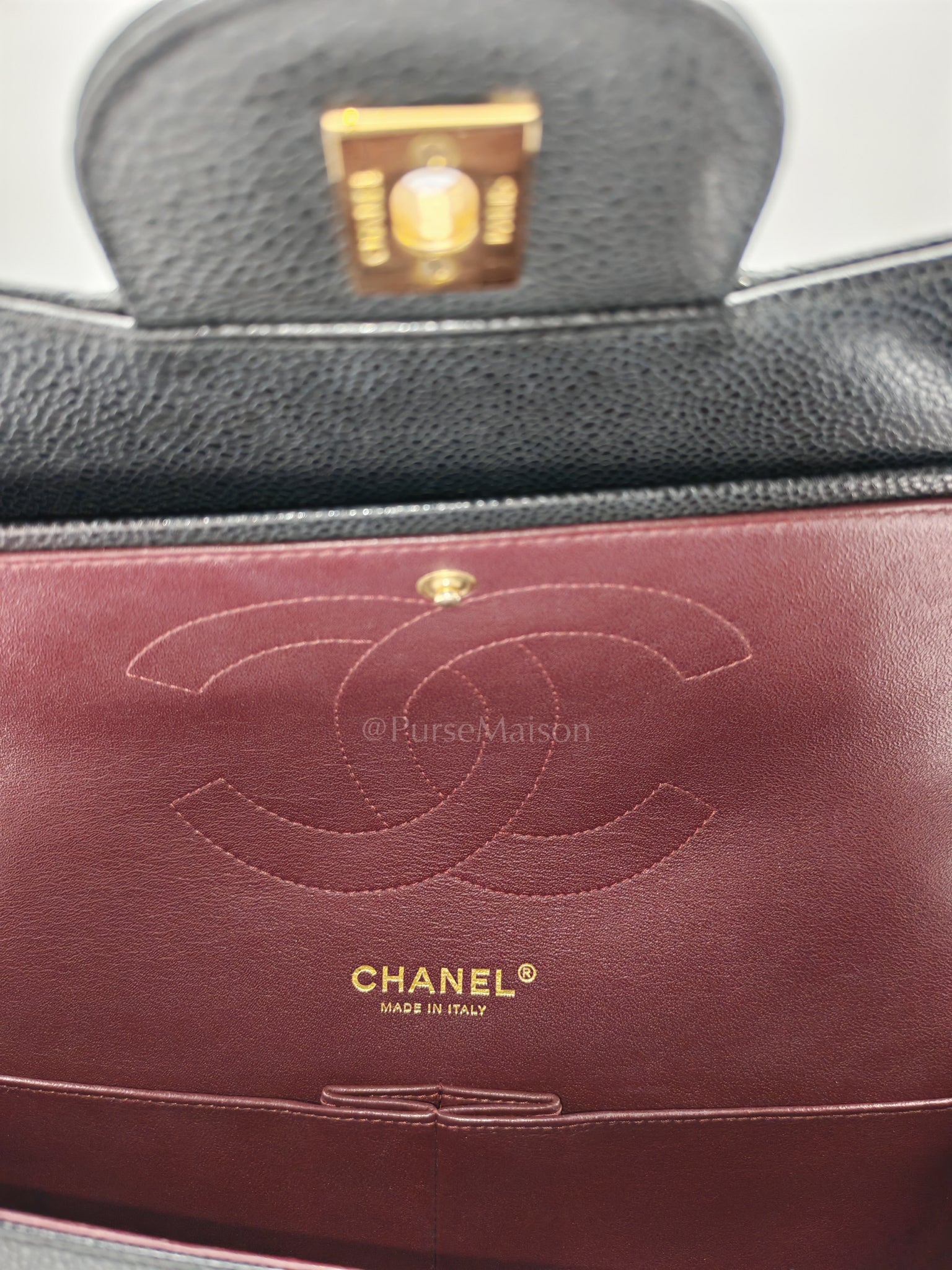 Classic Double Flap Jumbo in Black Caviar Leather and Gold Hardware Series 14 | Purse Maison Luxury Bags Shop
