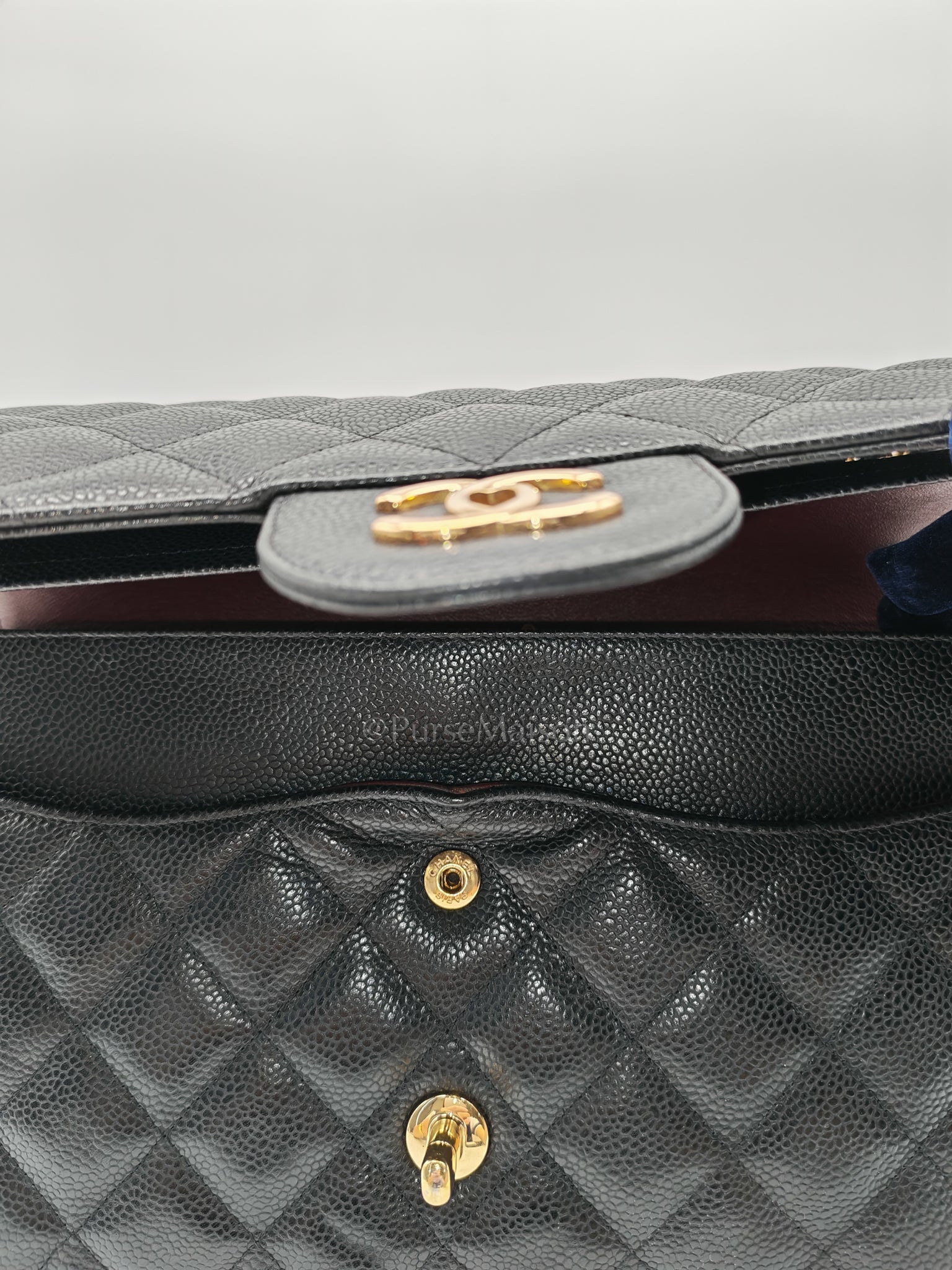 Classic Double Flap Jumbo in Black Caviar Leather and Gold Hardware Series 14 | Purse Maison Luxury Bags Shop