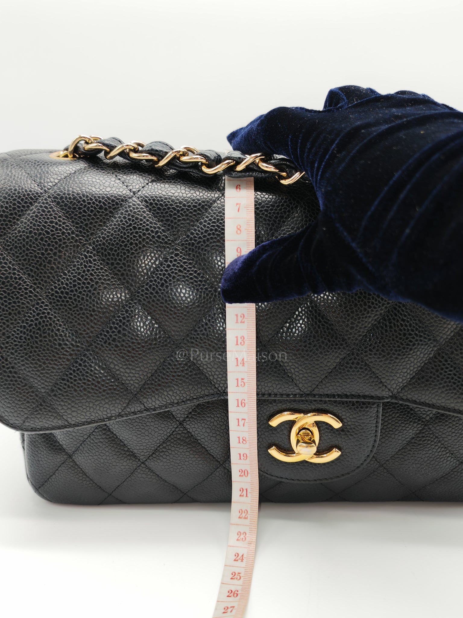 Classic Double Flap Jumbo in Black Caviar Leather and Gold Hardware Series 14 | Purse Maison Luxury Bags Shop