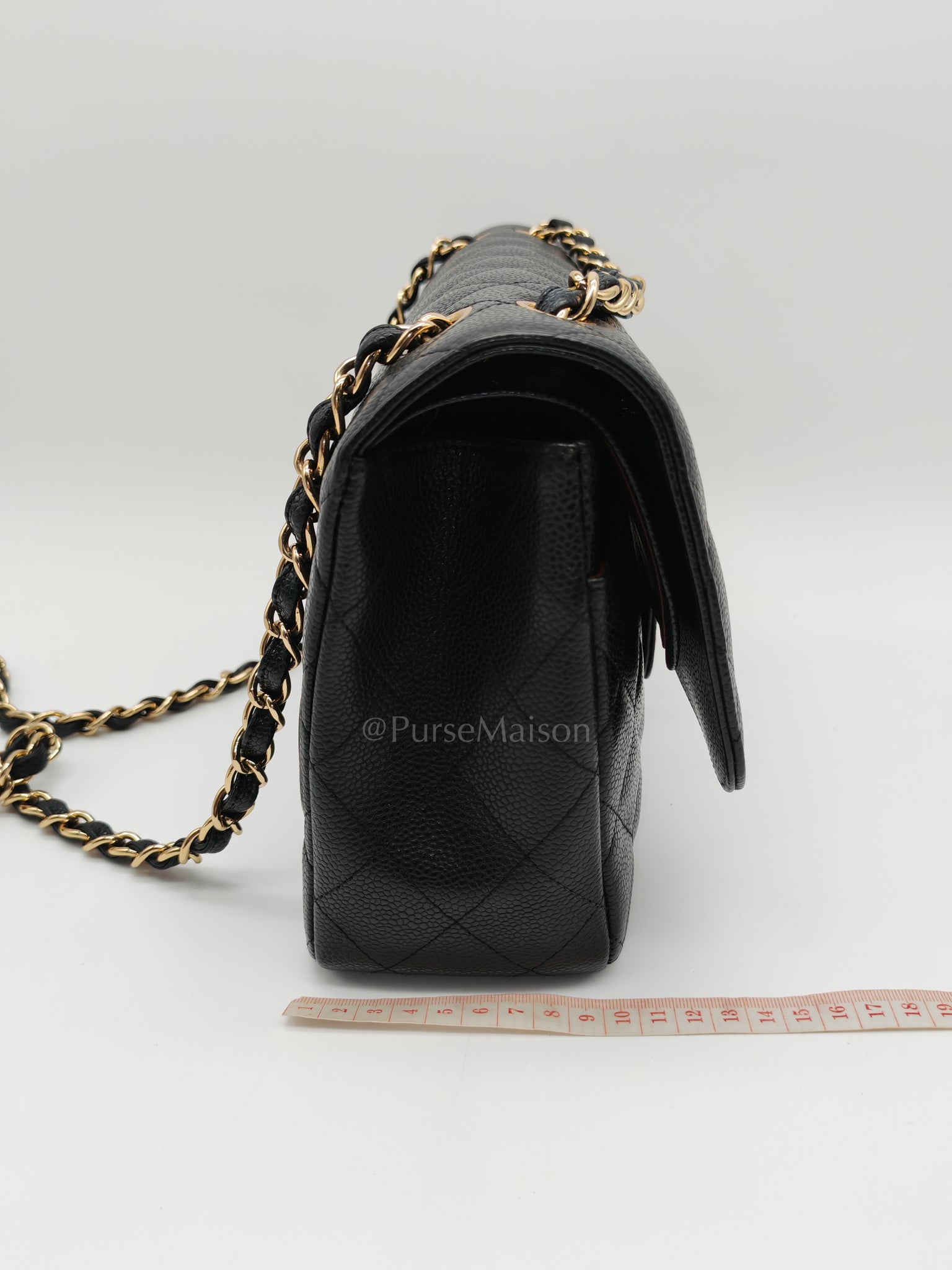 Classic Double Flap Jumbo in Black Caviar Leather and Gold Hardware Series 14 | Purse Maison Luxury Bags Shop