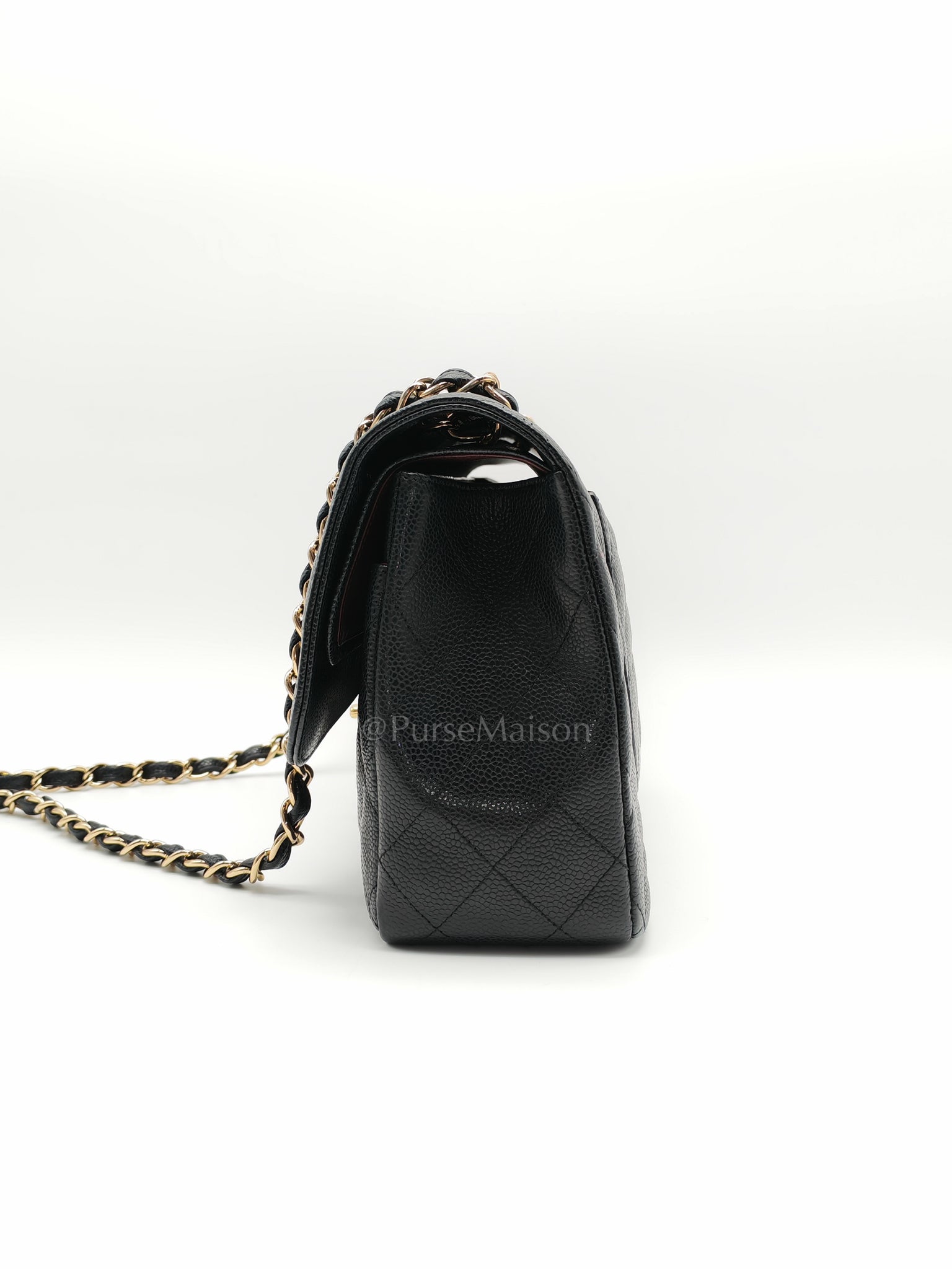 Classic Double Flap Jumbo in Black Caviar Leather and Gold Hardware Series 14 | Purse Maison Luxury Bags Shop