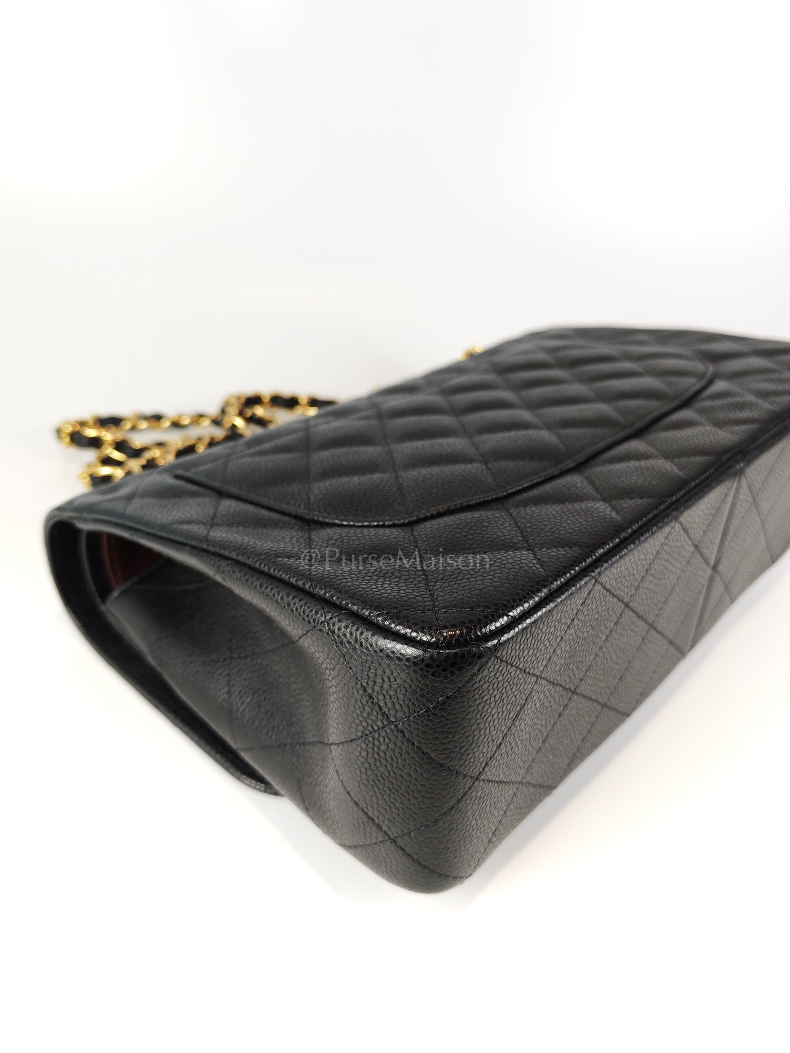 Classic Double Flap Jumbo in Black Caviar Leather and Gold Hardware Series 22 | Purse Maison Luxury Bags Shop