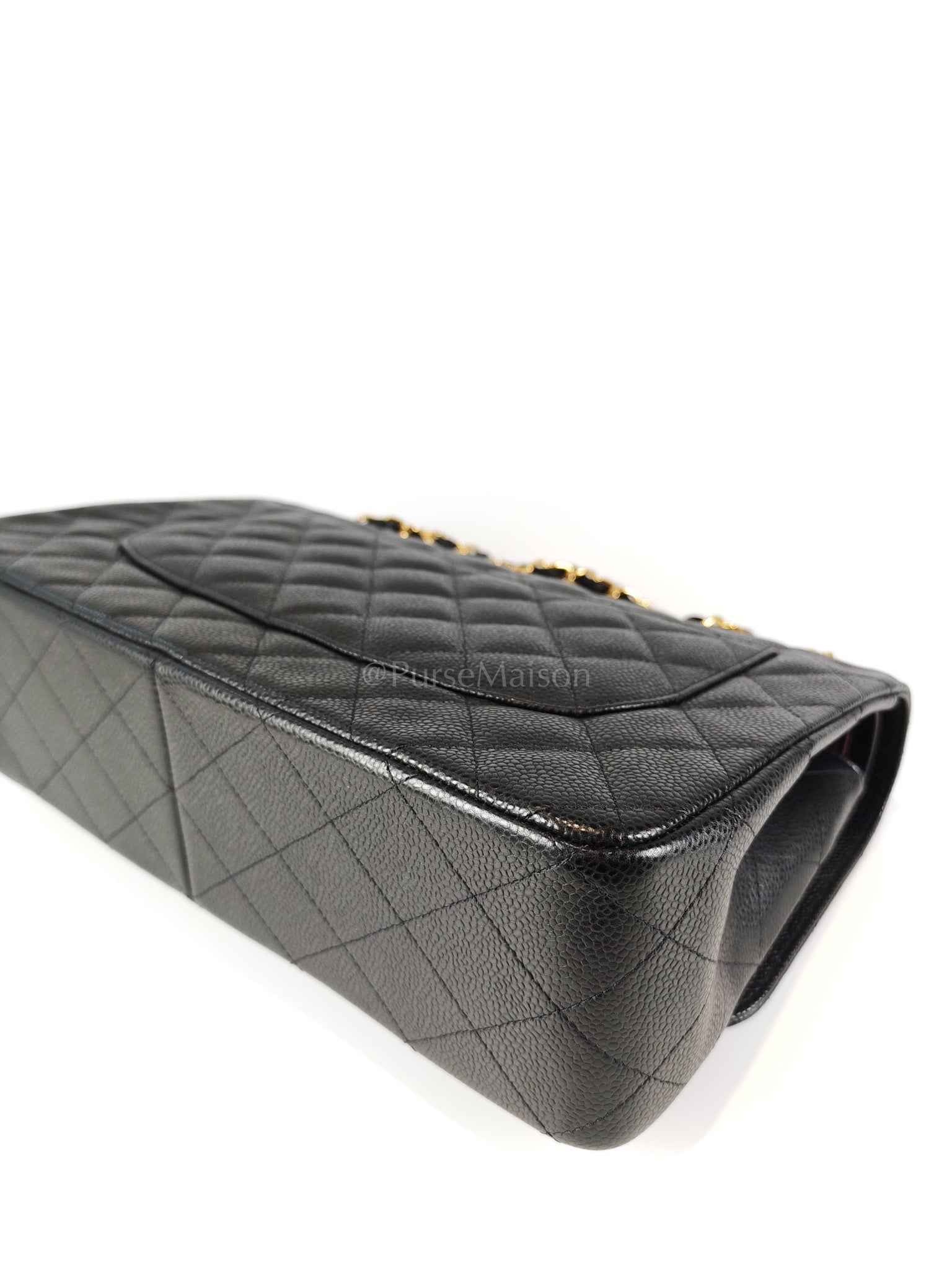 Classic Double Flap Jumbo in Black Caviar Leather and Gold Hardware Series 22 | Purse Maison Luxury Bags Shop