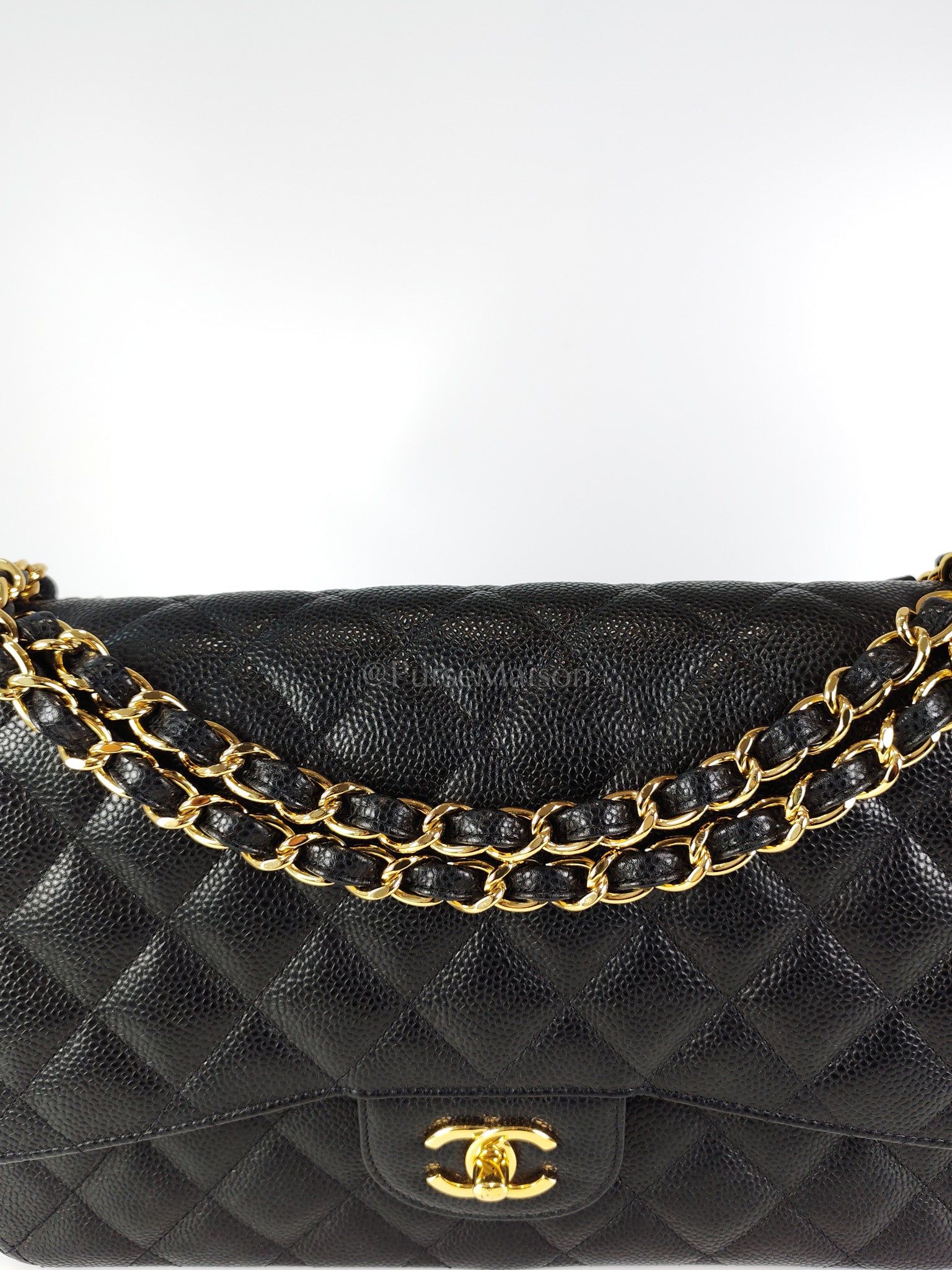 Classic Double Flap Jumbo in Black Caviar Leather and Gold Hardware Series 22 | Purse Maison Luxury Bags Shop