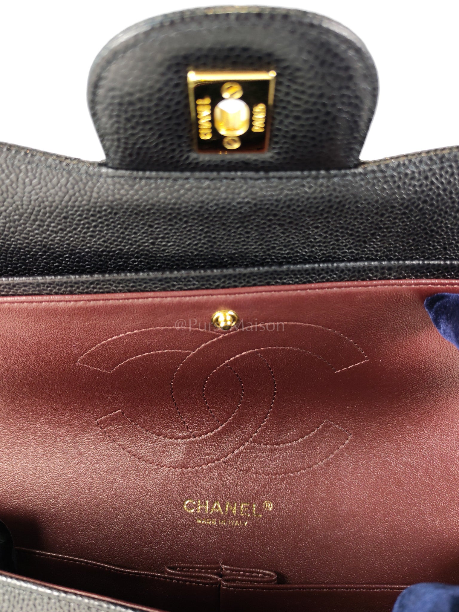 Classic Double Flap Jumbo in Black Caviar Leather and Gold Hardware Series 22 | Purse Maison Luxury Bags Shop