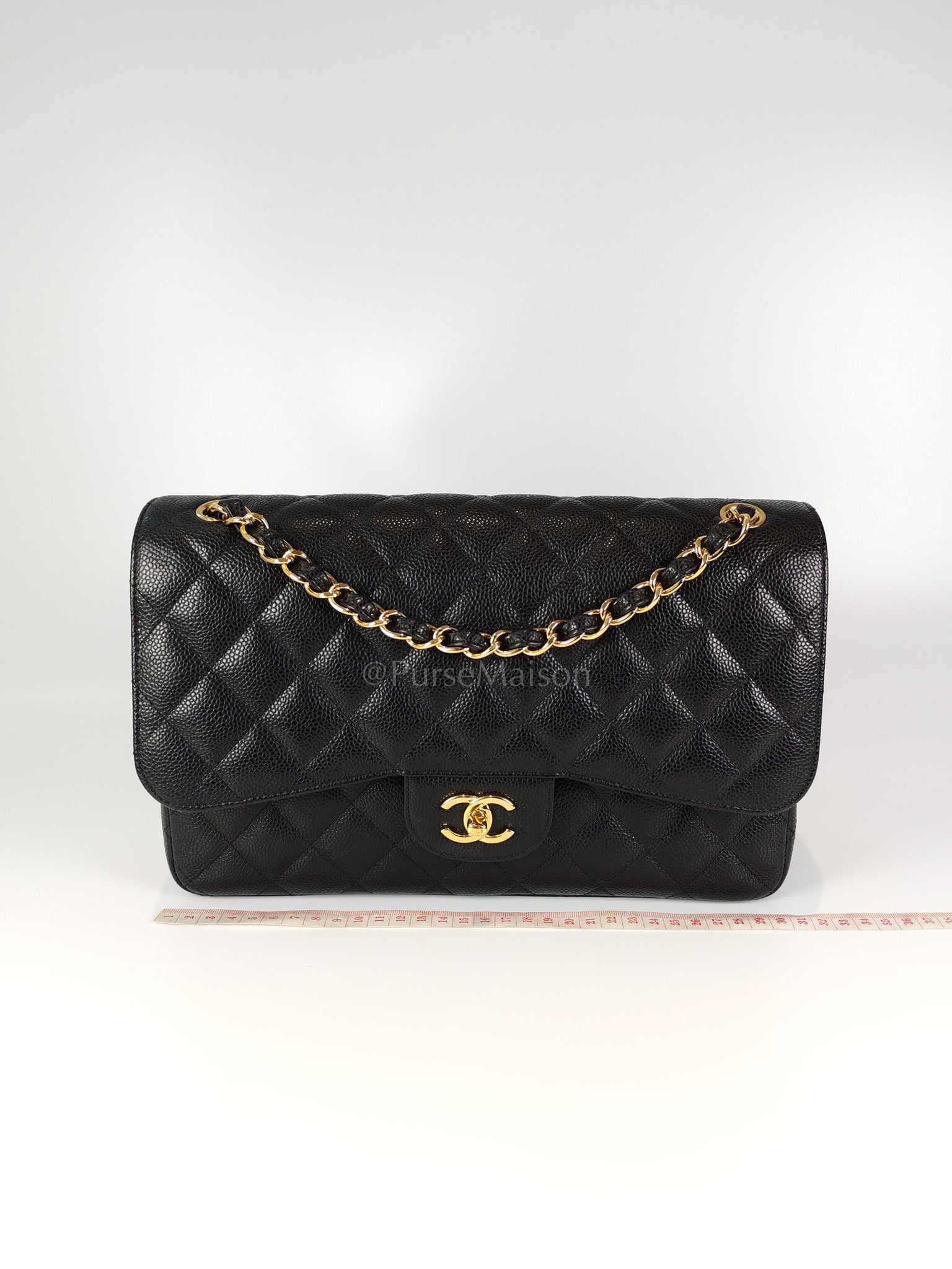 Classic Double Flap Jumbo in Black Caviar Leather and Gold Hardware Series 22 | Purse Maison Luxury Bags Shop
