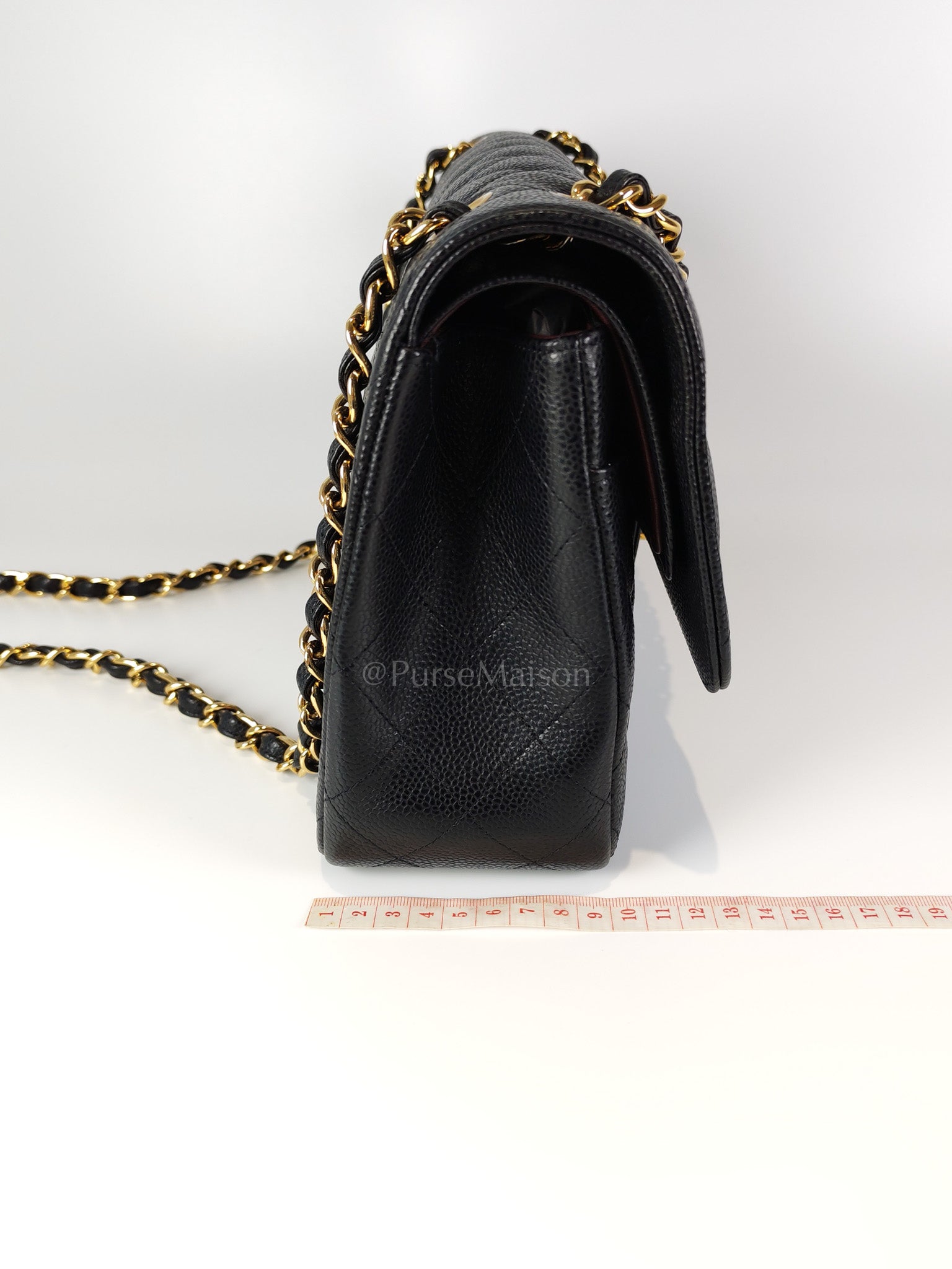 Classic Double Flap Jumbo in Black Caviar Leather and Gold Hardware Series 22 | Purse Maison Luxury Bags Shop