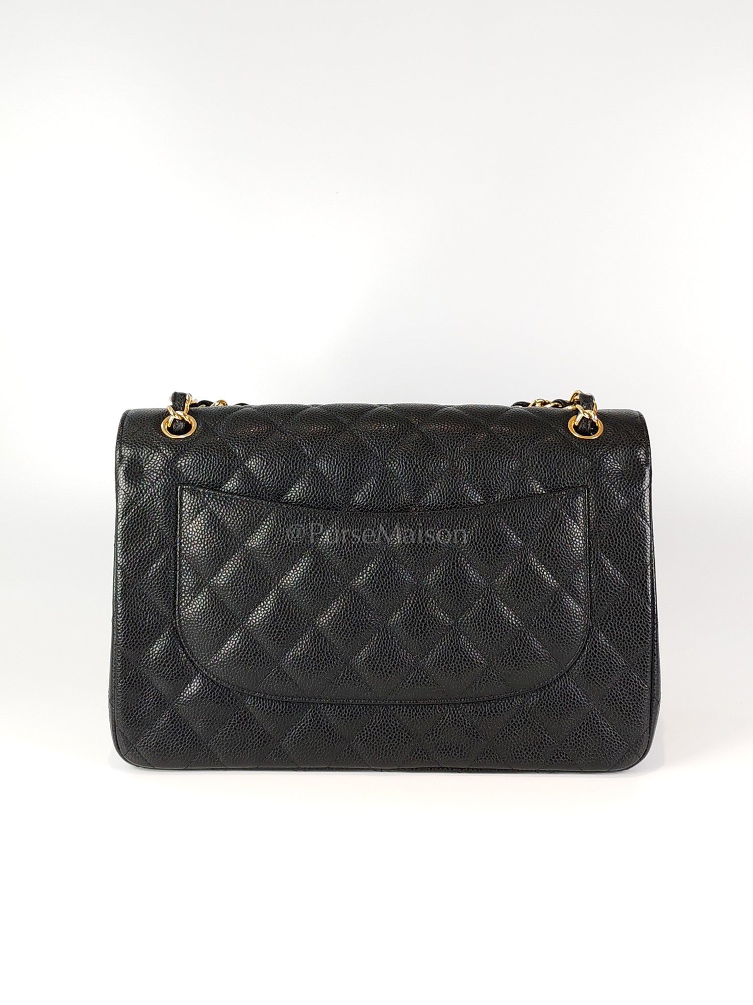 Classic Double Flap Jumbo in Black Caviar Leather and Gold Hardware Series 22 | Purse Maison Luxury Bags Shop