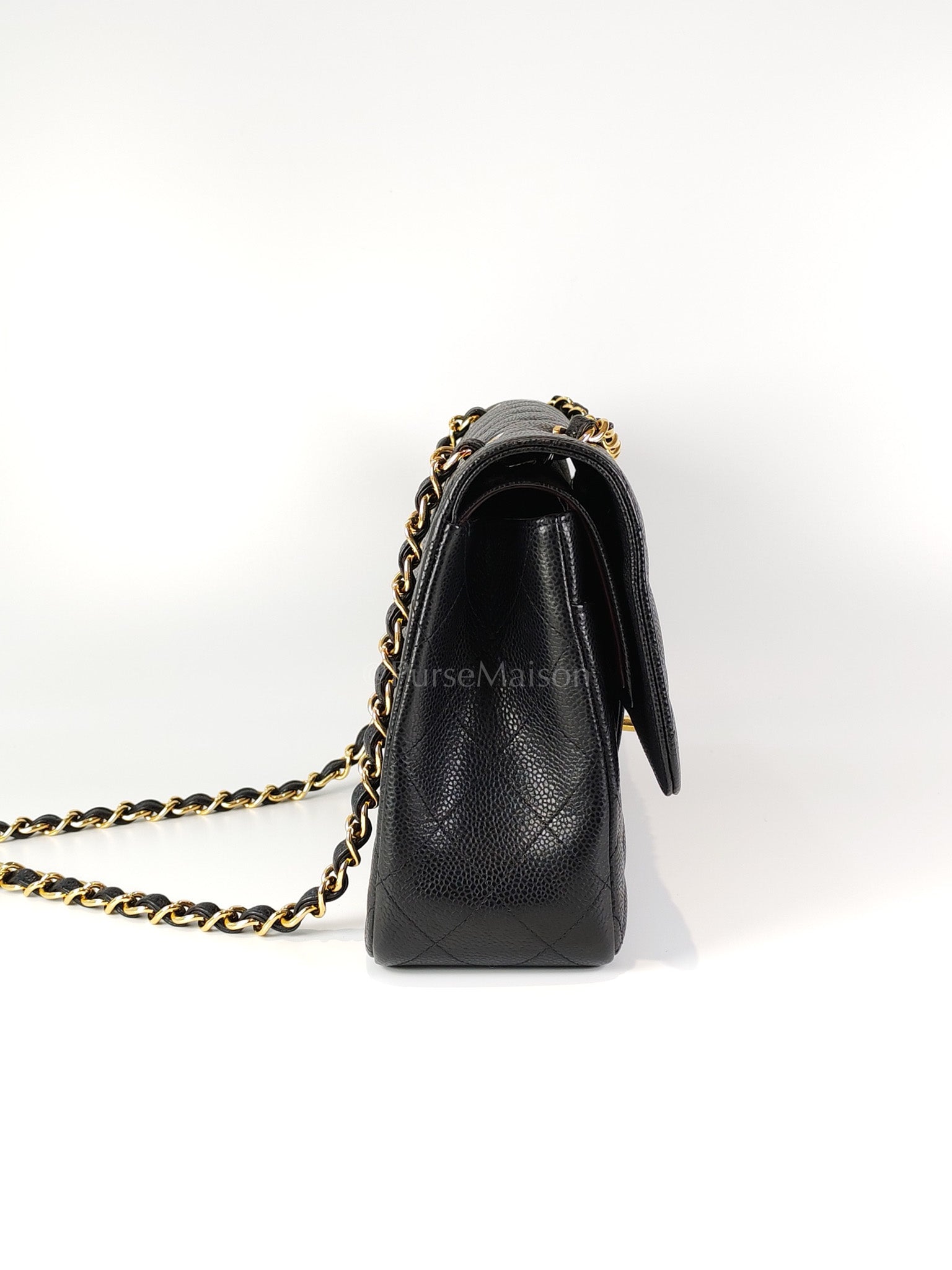 Classic Double Flap Jumbo in Black Caviar Leather and Gold Hardware Series 22 | Purse Maison Luxury Bags Shop