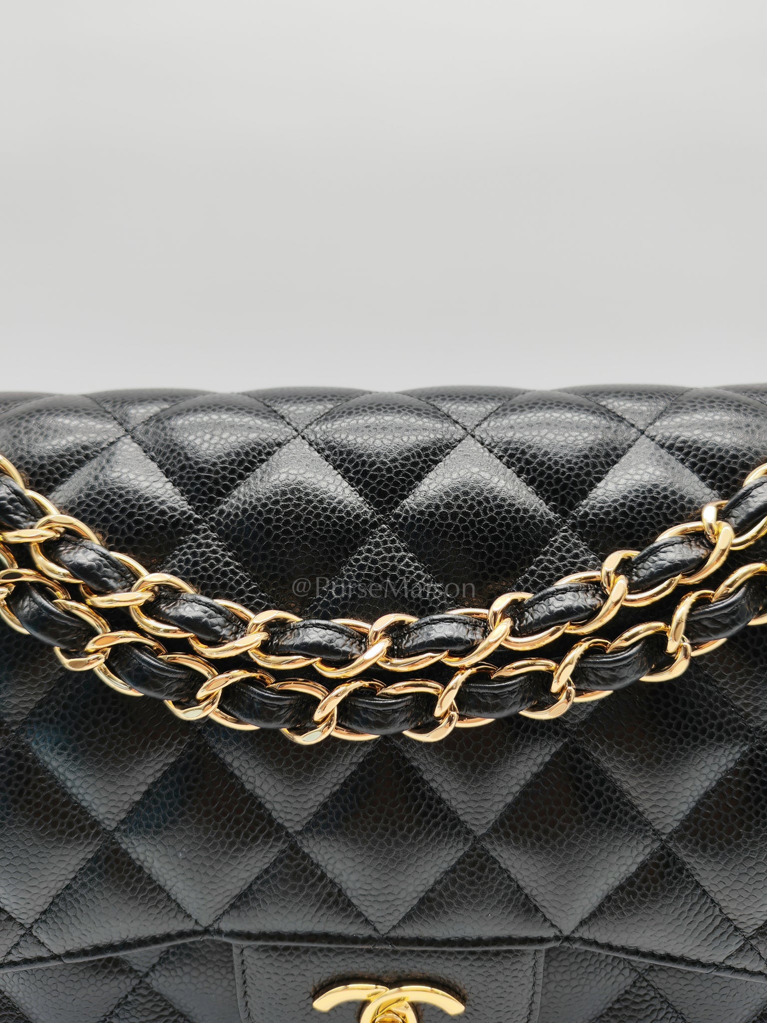 Classic Double Flap Jumbo in Black Caviar Leather and Gold Hardware Series 25 | Purse Maison Luxury Bags Shop