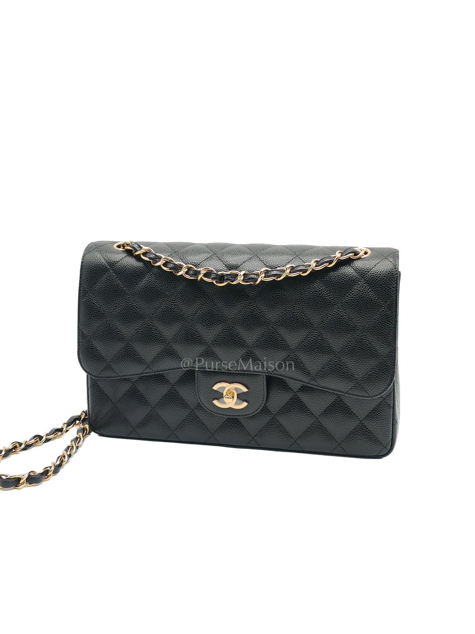 Classic Double Flap Jumbo in Black Caviar Leather and Gold Hardware Series 25 | Purse Maison Luxury Bags Shop