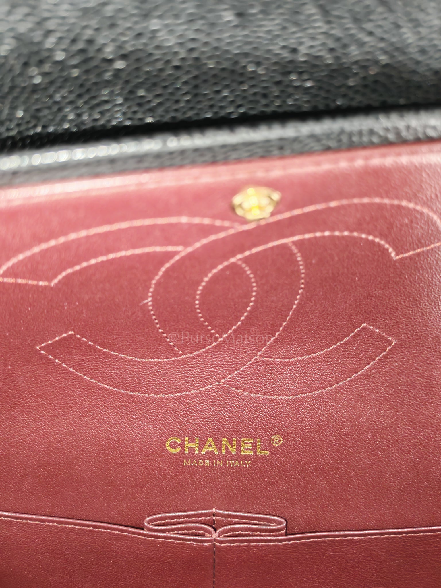 Classic Double Flap Jumbo in Black Caviar Leather and Gold Hardware Series 25 | Purse Maison Luxury Bags Shop