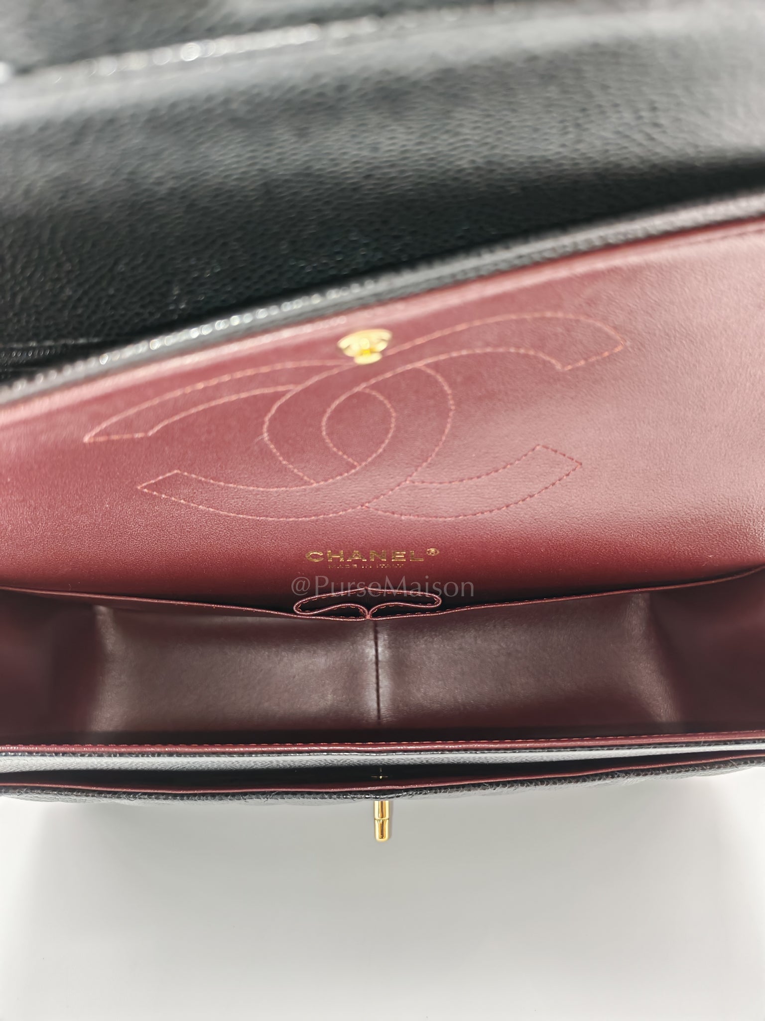 Classic Double Flap Jumbo in Black Caviar Leather and Gold Hardware Series 25 | Purse Maison Luxury Bags Shop