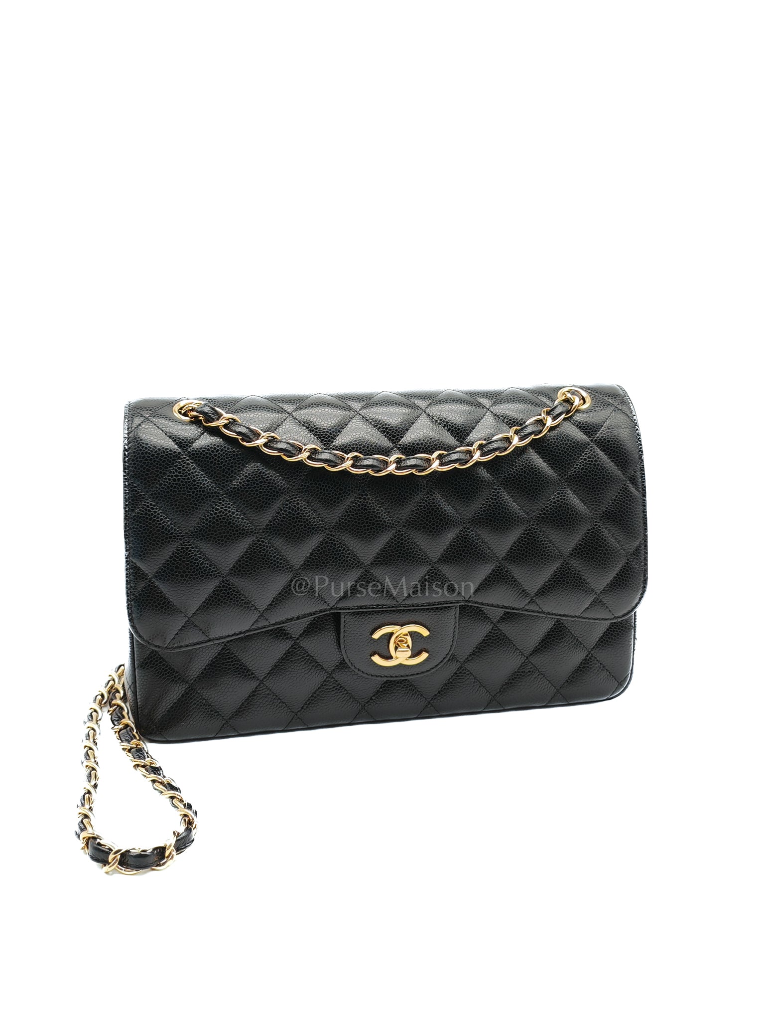Classic Double Flap Jumbo in Black Caviar Leather and Gold Hardware Series 25 | Purse Maison Luxury Bags Shop
