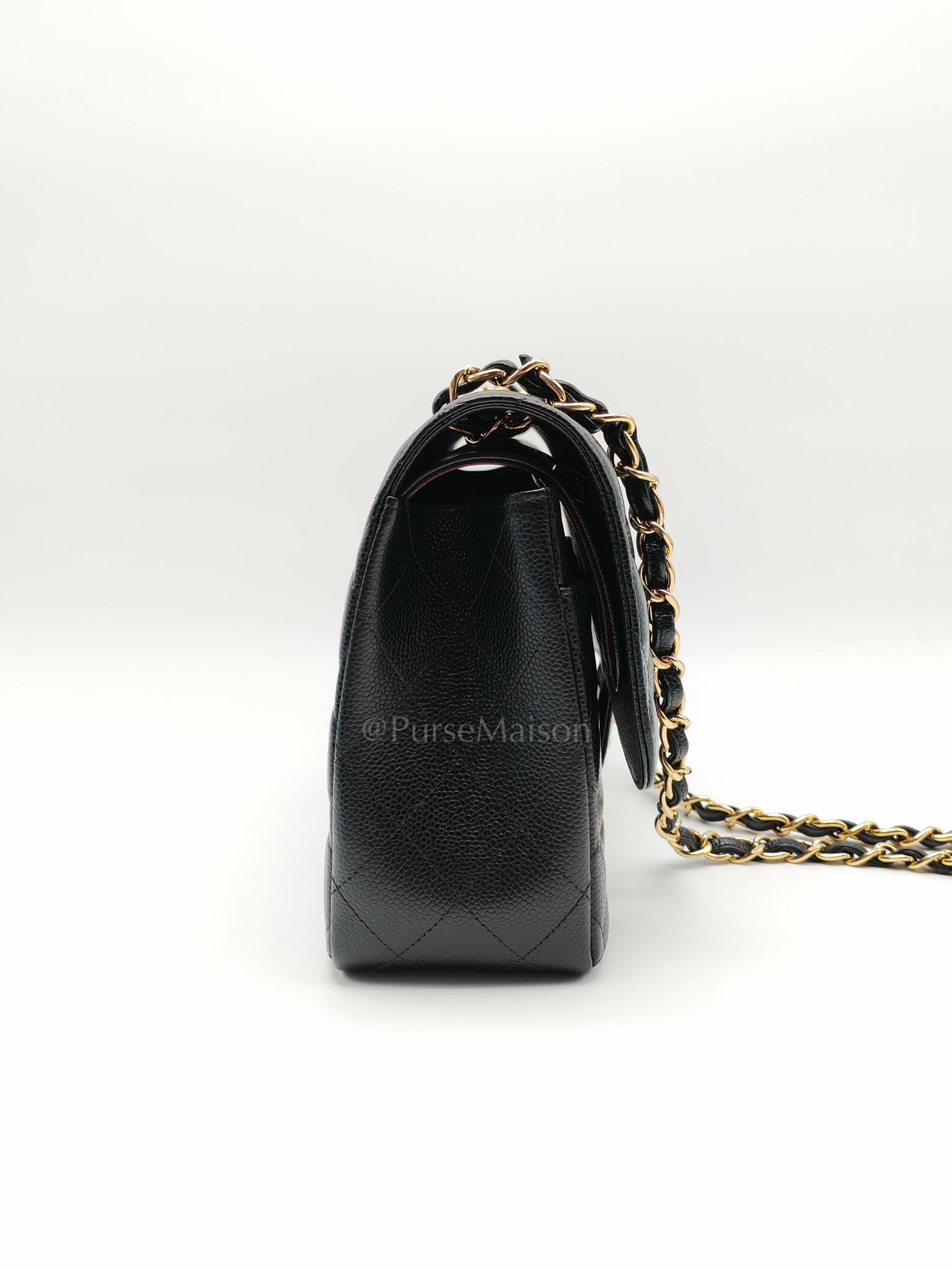 Classic Double Flap Jumbo in Black Caviar Leather and Gold Hardware Series 25 | Purse Maison Luxury Bags Shop