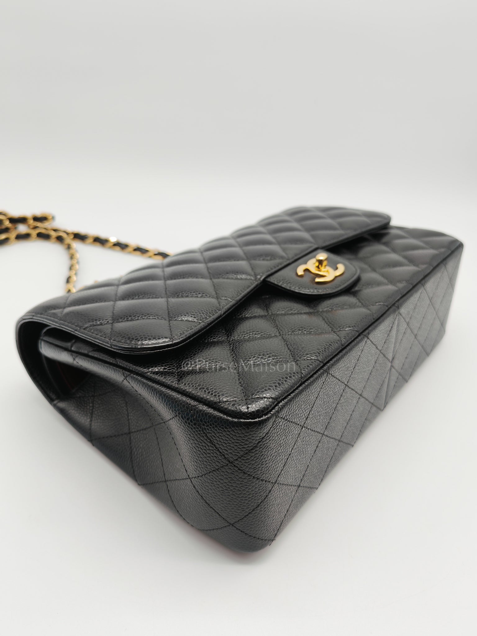 Classic Double Flap Jumbo in Black Caviar Leather and Gold Hardware Series 25 | Purse Maison Luxury Bags Shop