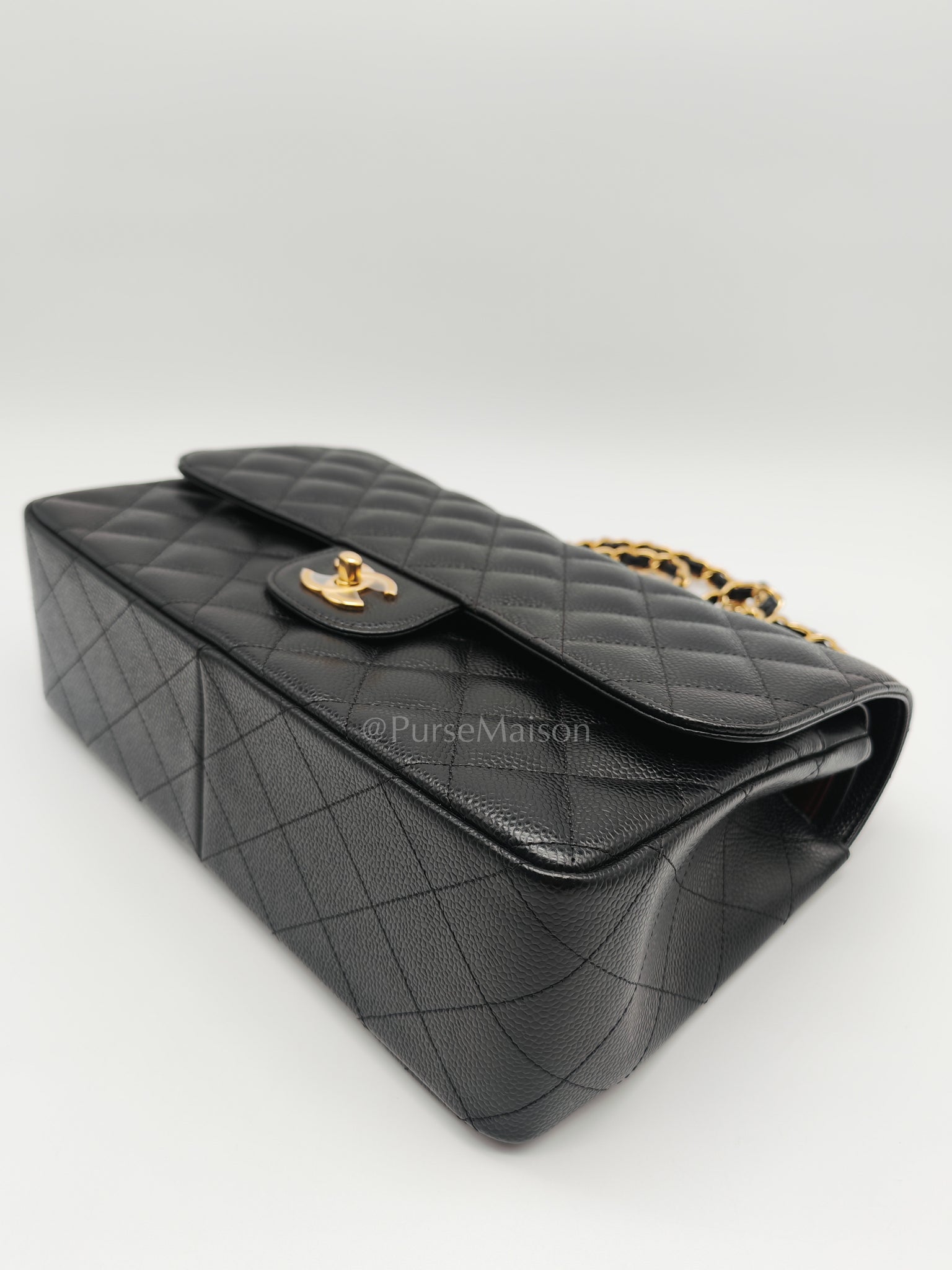 Classic Double Flap Jumbo in Black Caviar Leather and Gold Hardware Series 25 | Purse Maison Luxury Bags Shop