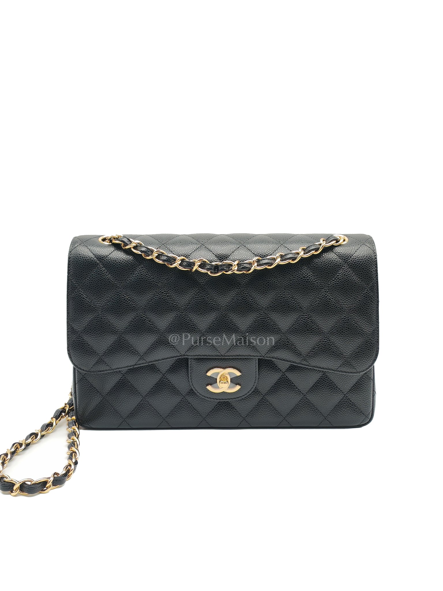 Classic Double Flap Jumbo in Black Caviar Leather and Gold Hardware Series 25 | Purse Maison Luxury Bags Shop