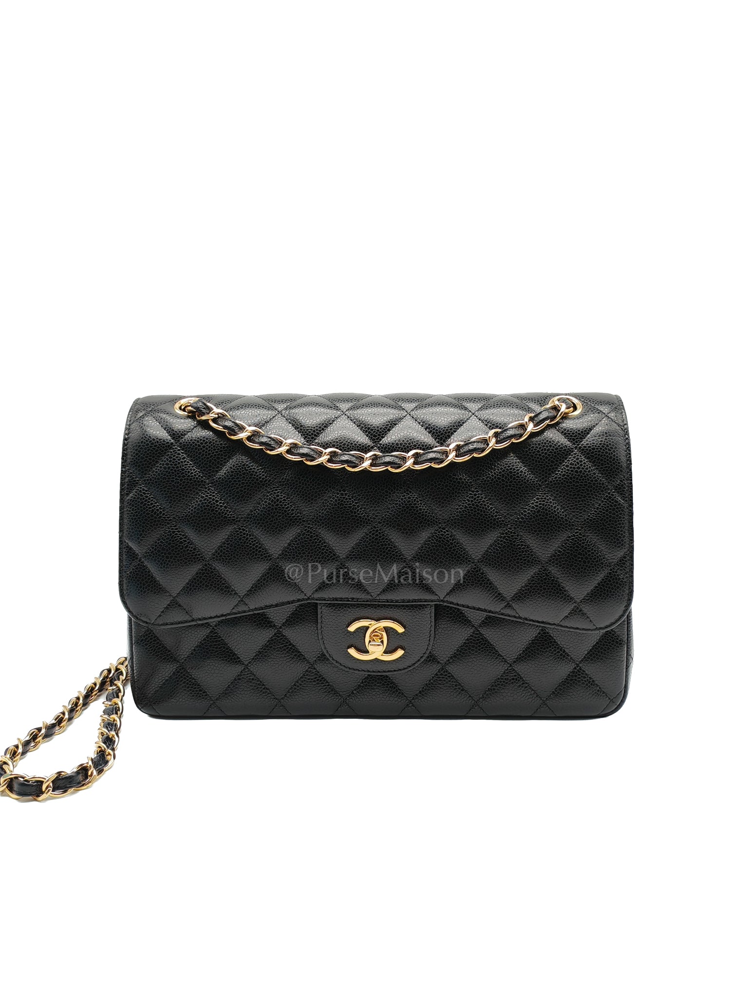 Classic Double Flap Jumbo in Black Caviar Leather and Gold Hardware Series 25 | Purse Maison Luxury Bags Shop