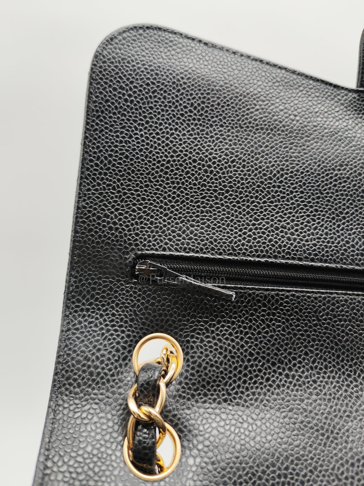 Classic Double Flap Jumbo in Black Caviar Leather and Gold Hardware Series 26 | Purse Maison Luxury Bags Shop