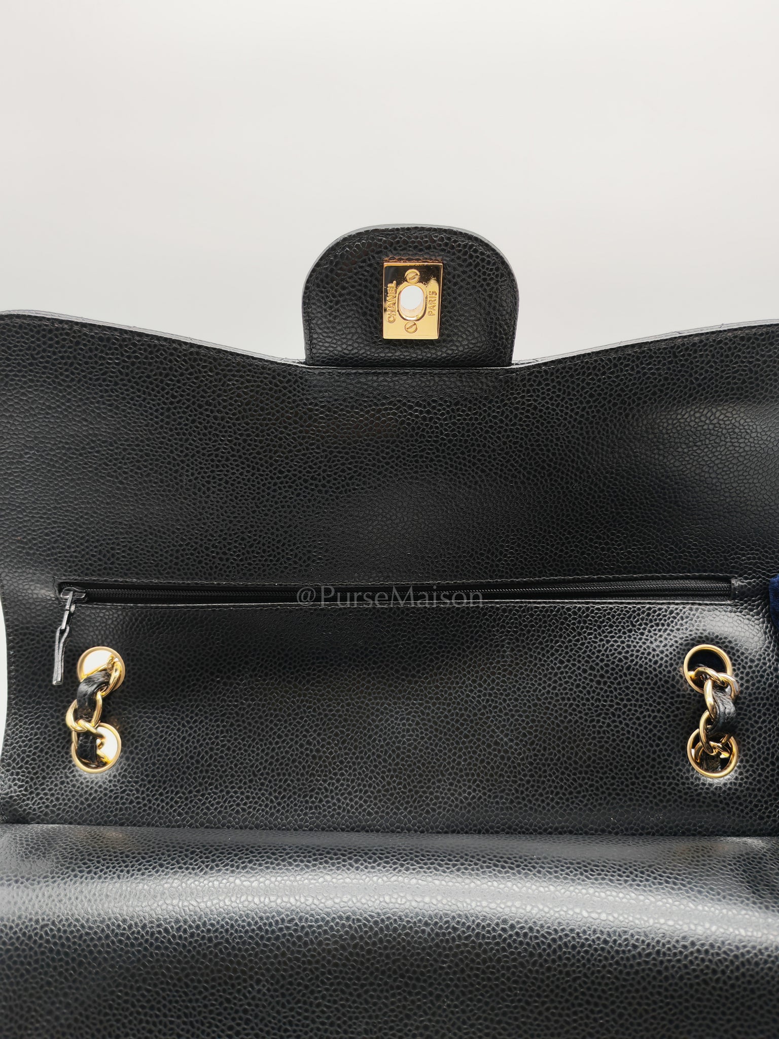 Classic Double Flap Jumbo in Black Caviar Leather and Gold Hardware Series 26 | Purse Maison Luxury Bags Shop