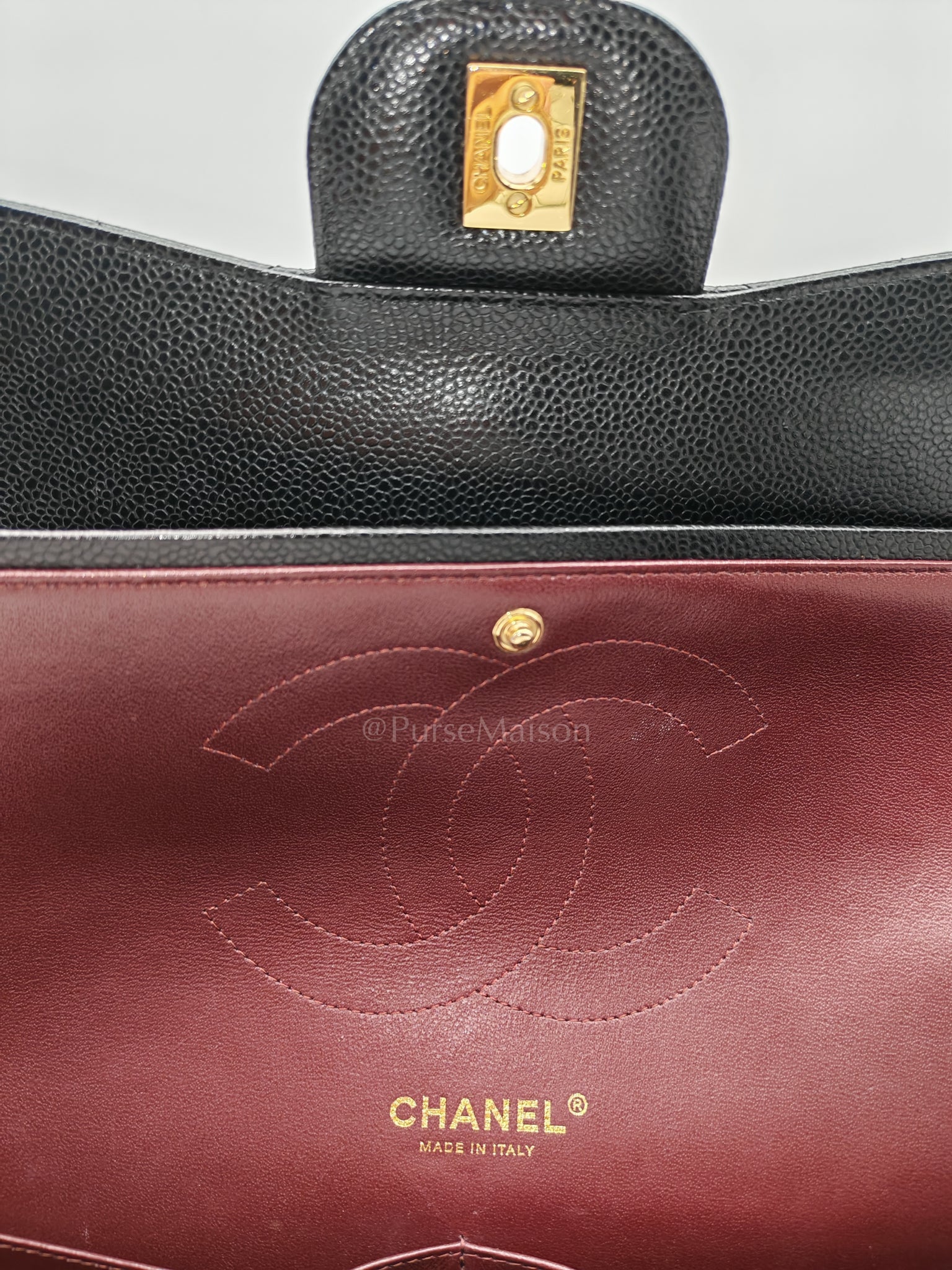 Classic Double Flap Jumbo in Black Caviar Leather and Gold Hardware Series 26 | Purse Maison Luxury Bags Shop