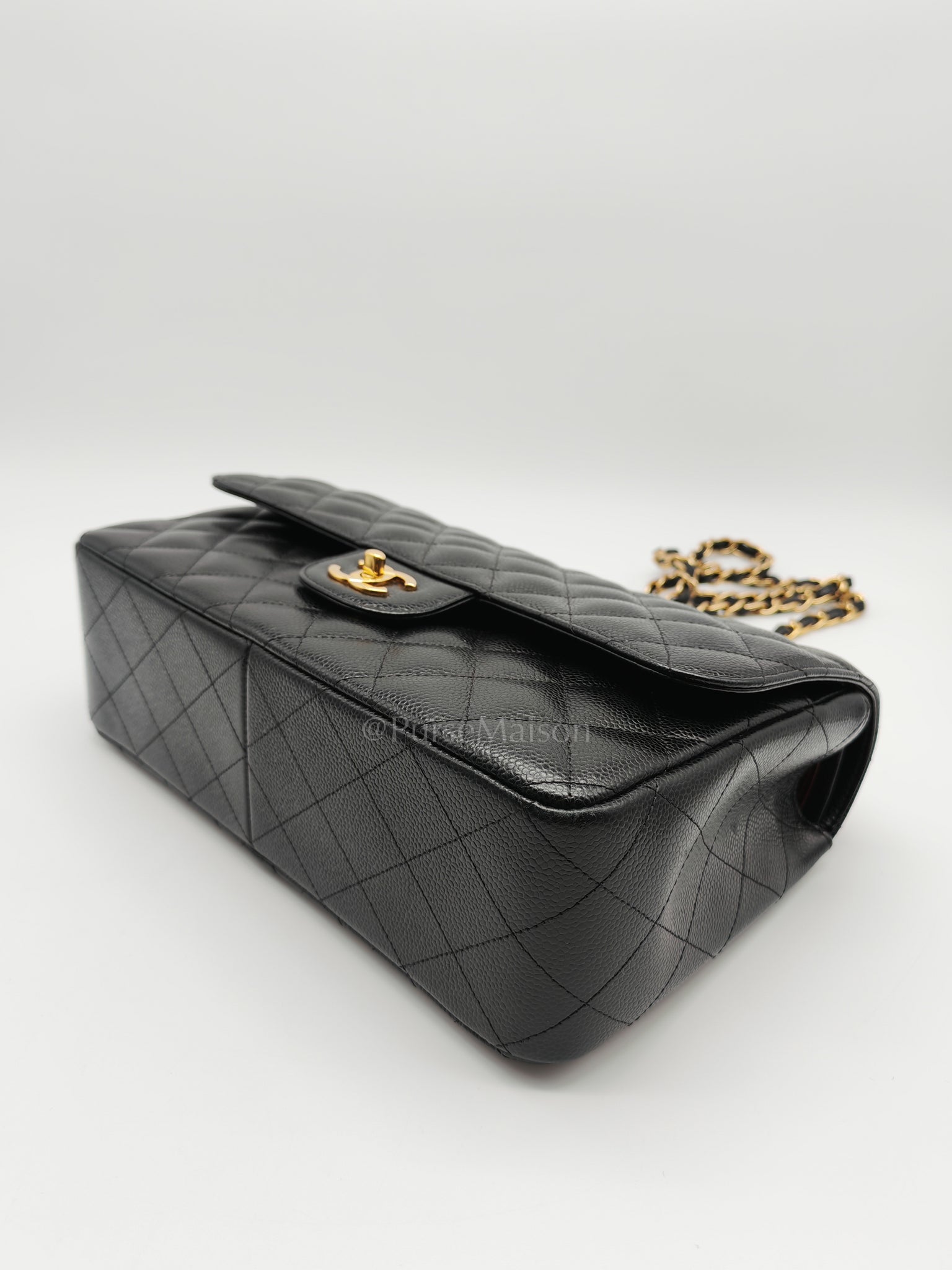 Classic Double Flap Jumbo in Black Caviar Leather and Gold Hardware Series 26 | Purse Maison Luxury Bags Shop