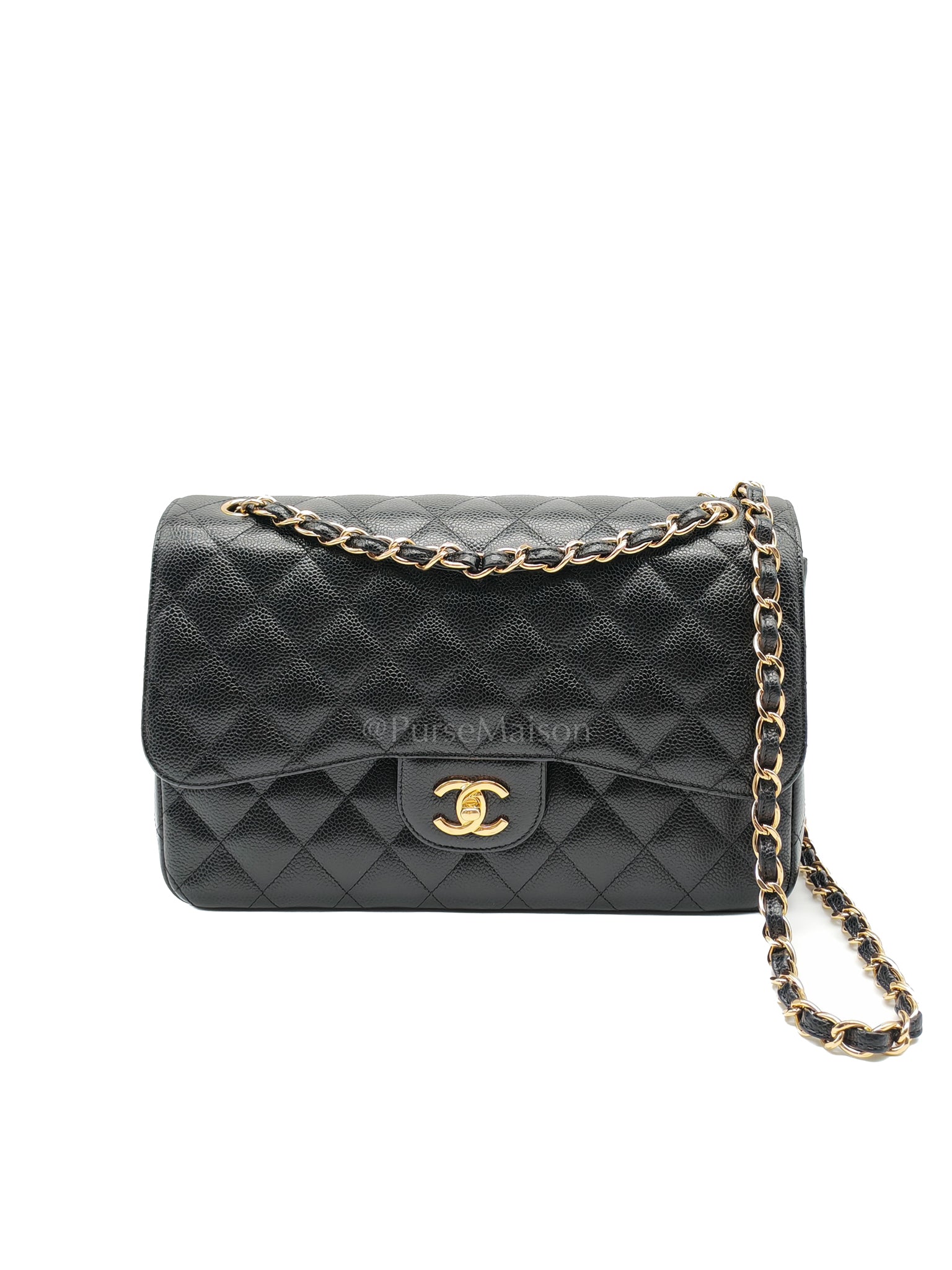 Classic Double Flap Jumbo in Black Caviar Leather and Gold Hardware Series 26 | Purse Maison Luxury Bags Shop
