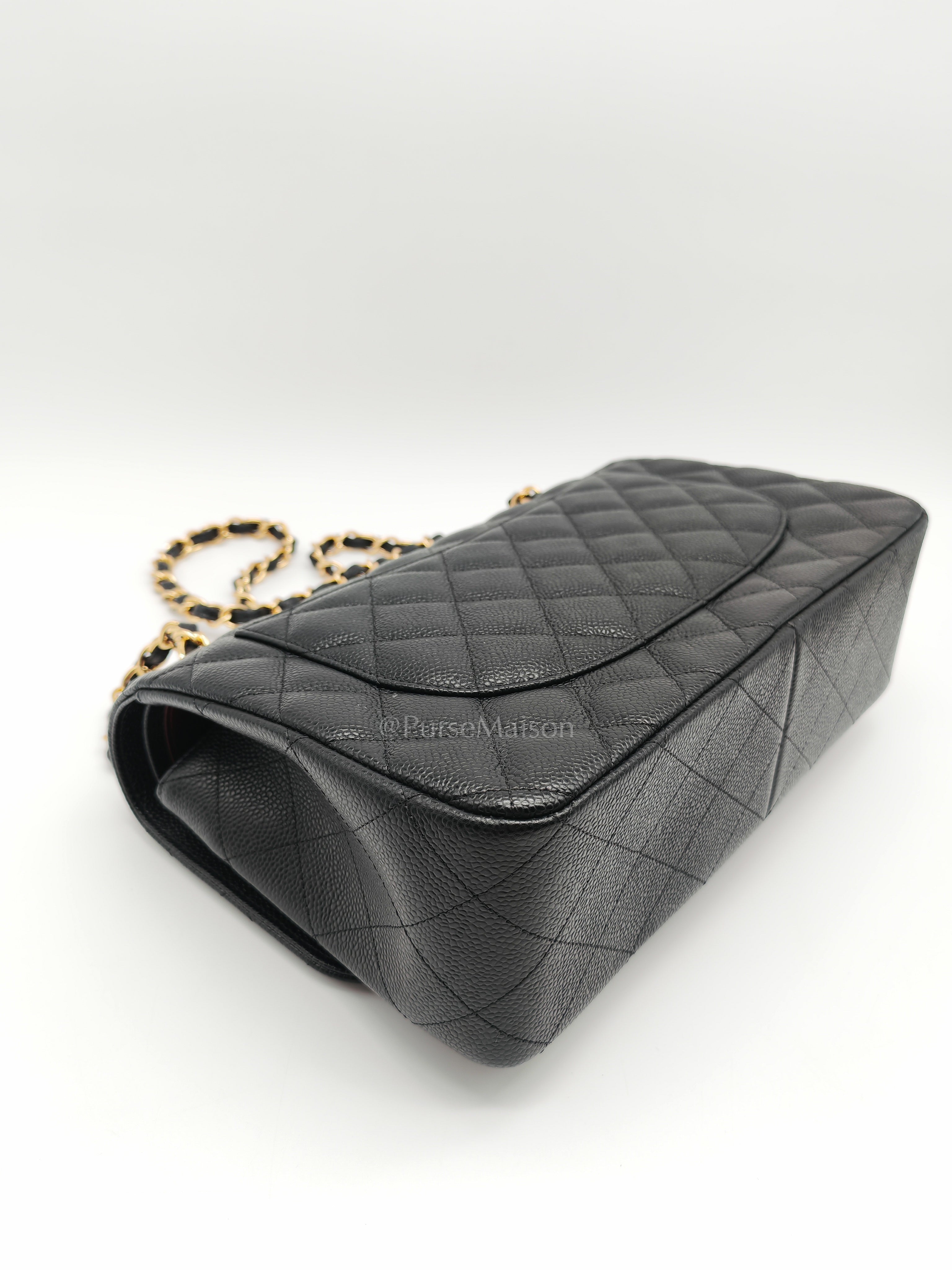 Classic Double Flap Jumbo in Black Caviar Leather and Gold Hardware Series 27 | Purse Maison Luxury Bags Shop