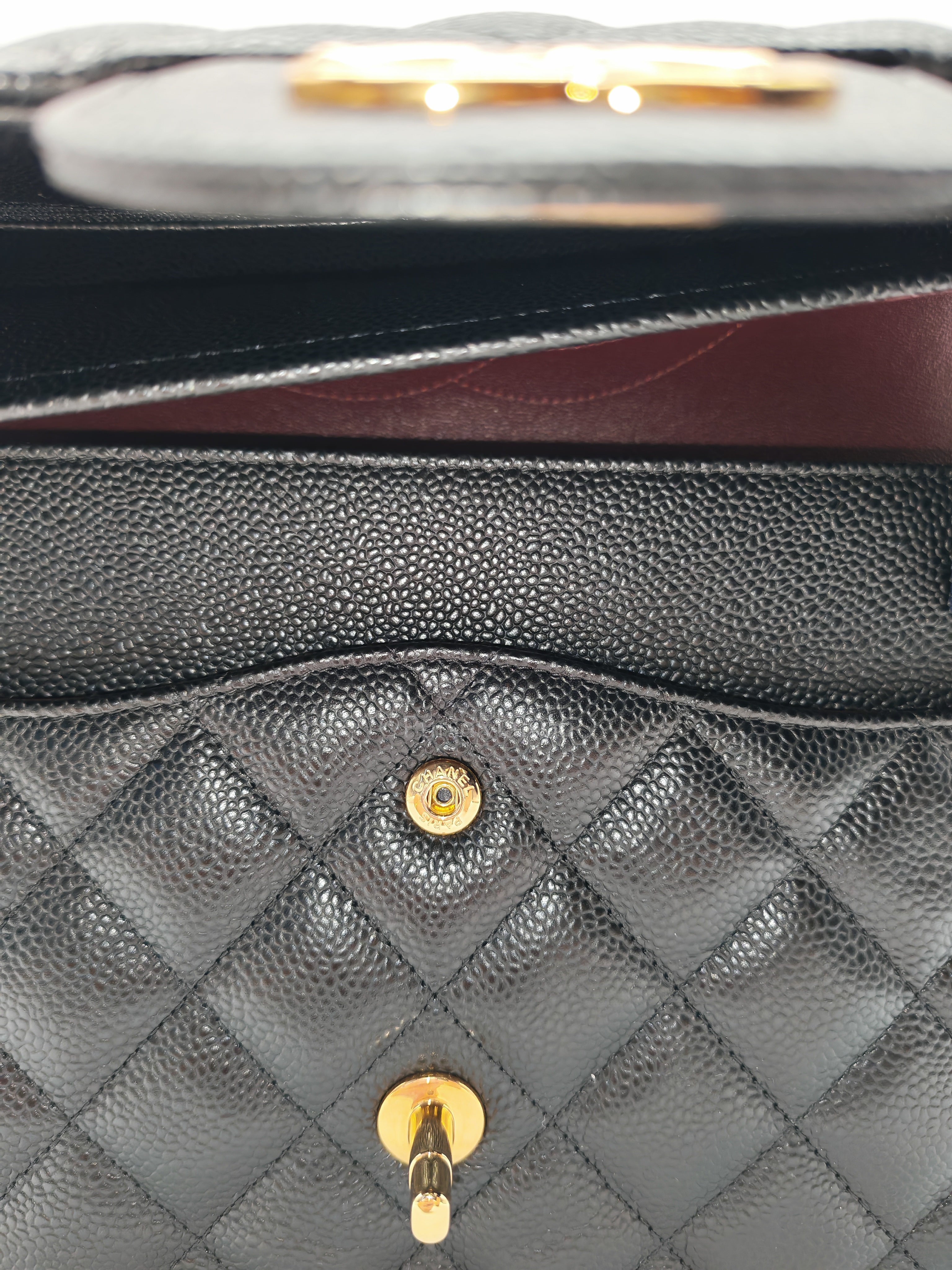 Classic Double Flap Jumbo in Black Caviar Leather and Gold Hardware Series 27 | Purse Maison Luxury Bags Shop
