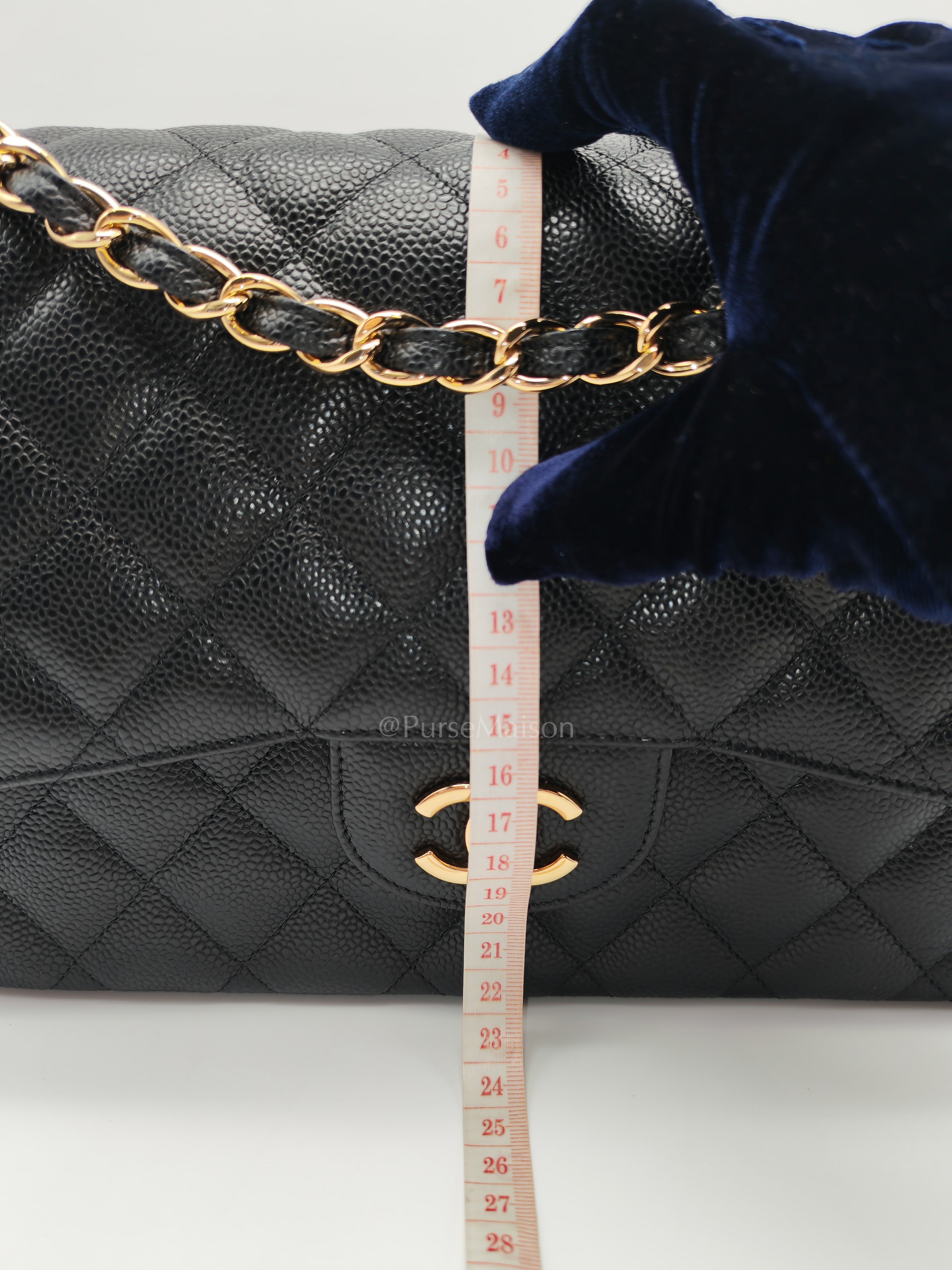 Classic Double Flap Jumbo in Black Caviar Leather and Gold Hardware Series 27 | Purse Maison Luxury Bags Shop
