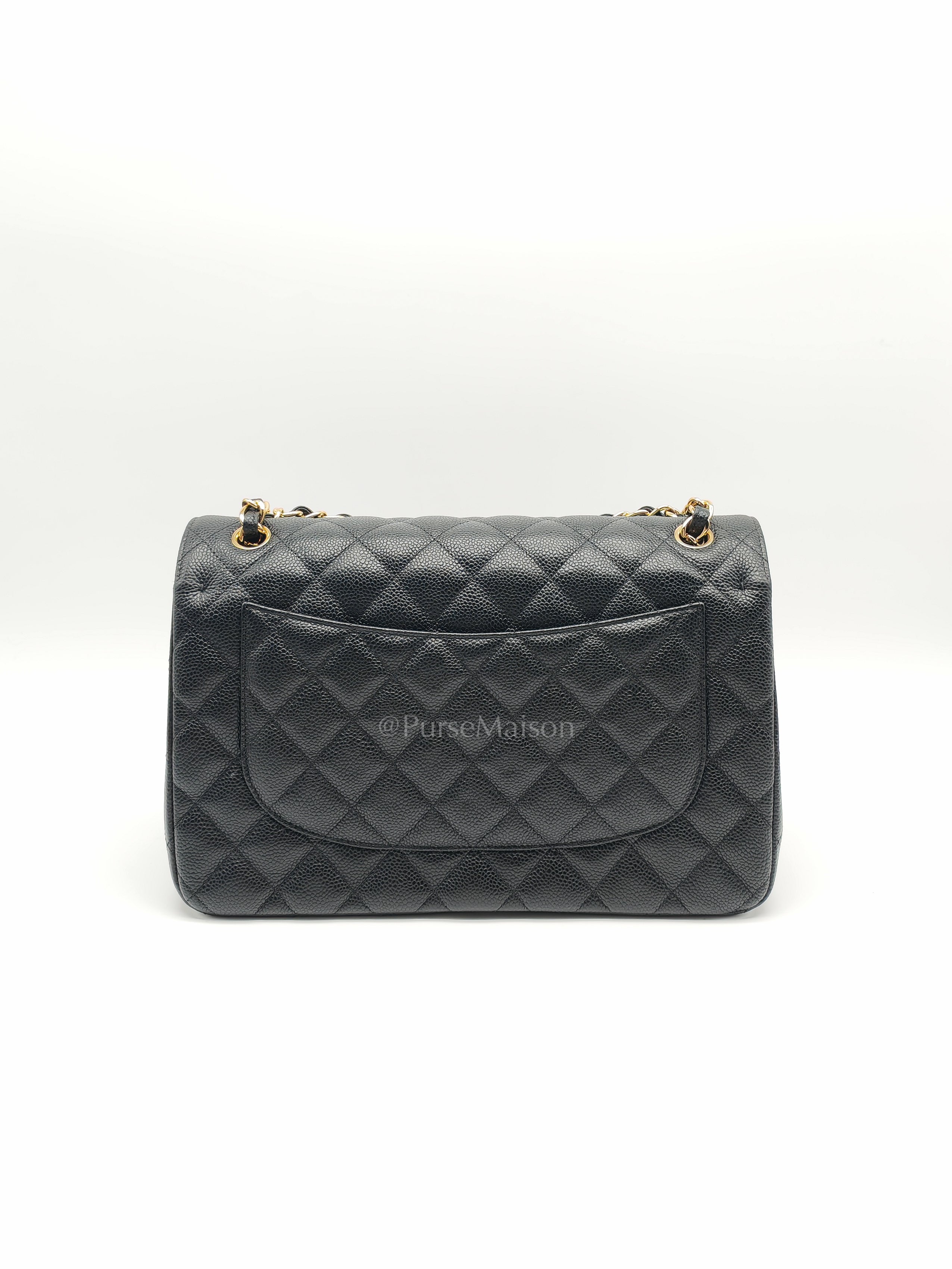 Classic Double Flap Jumbo in Black Caviar Leather and Gold Hardware Series 27 | Purse Maison Luxury Bags Shop