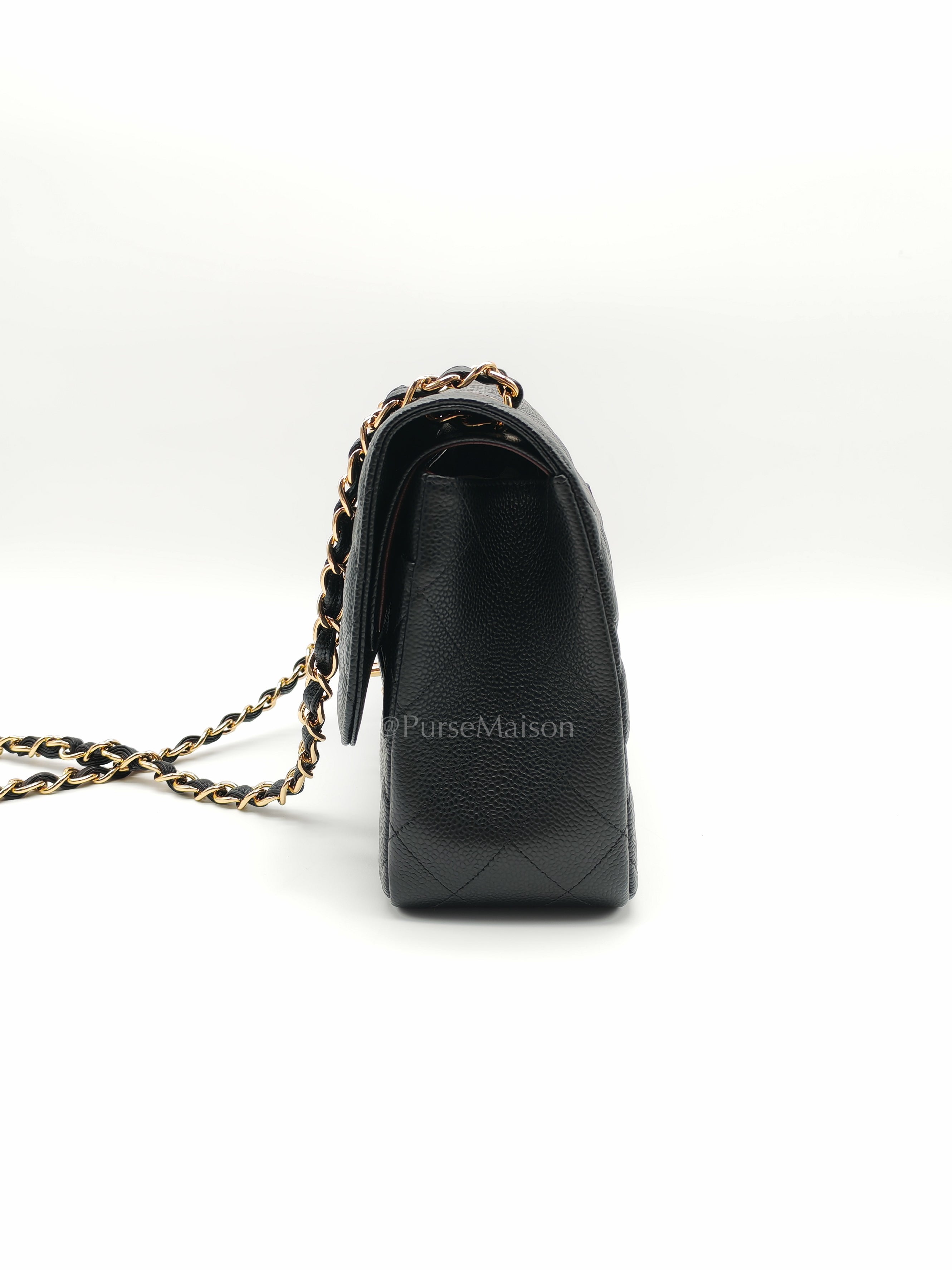 Classic Double Flap Jumbo in Black Caviar Leather and Gold Hardware Series 27 | Purse Maison Luxury Bags Shop