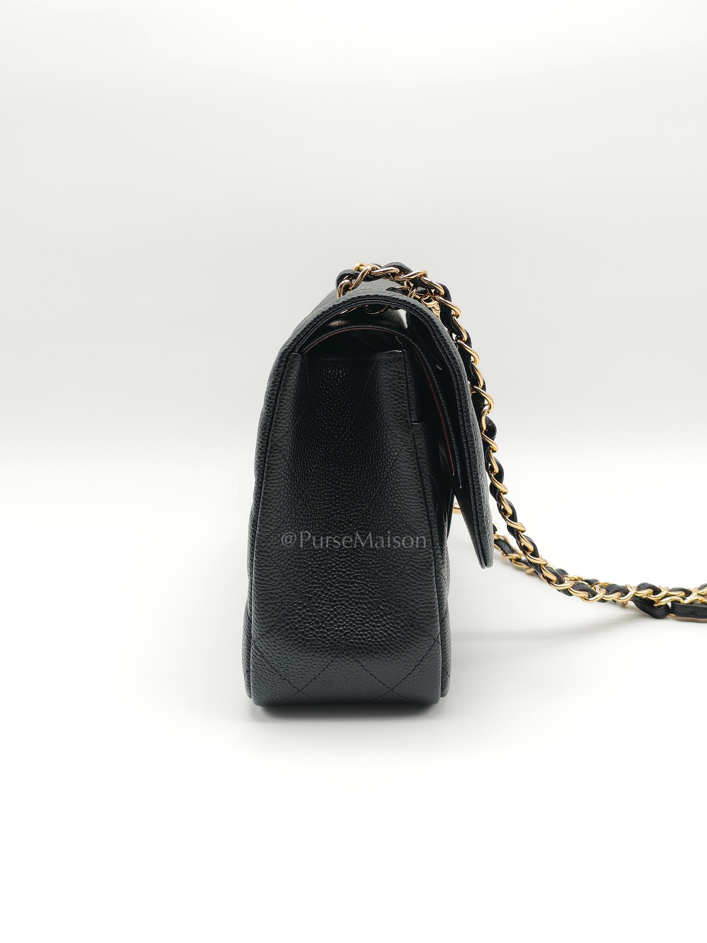 Classic Double Flap Jumbo in Black Caviar Leather and Gold Hardware Series 27 | Purse Maison Luxury Bags Shop