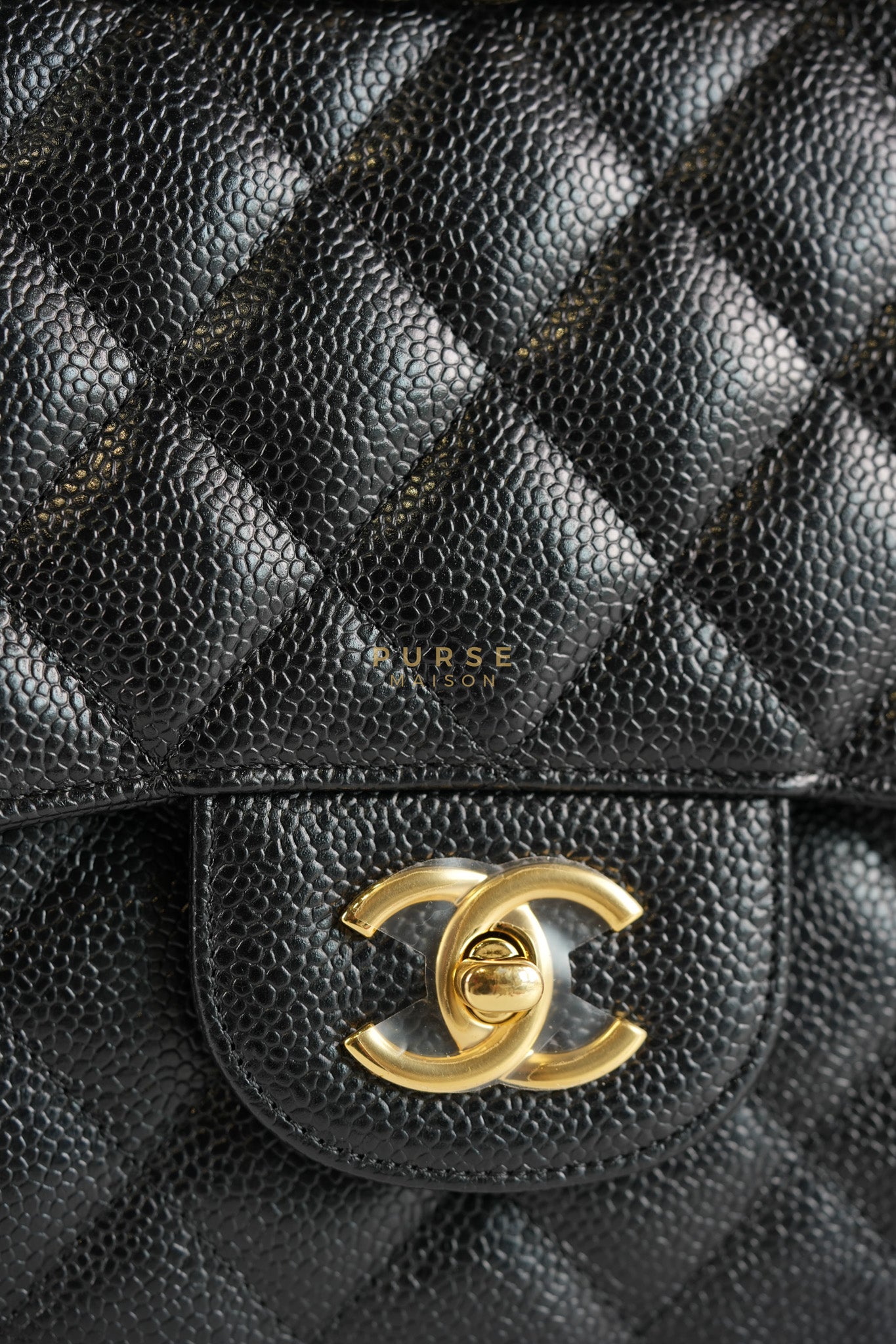 Classic Double Flap Jumbo In Black Caviar Leather & Gold Hardware Series 18 | Purse Maison Luxury Bags Shop
