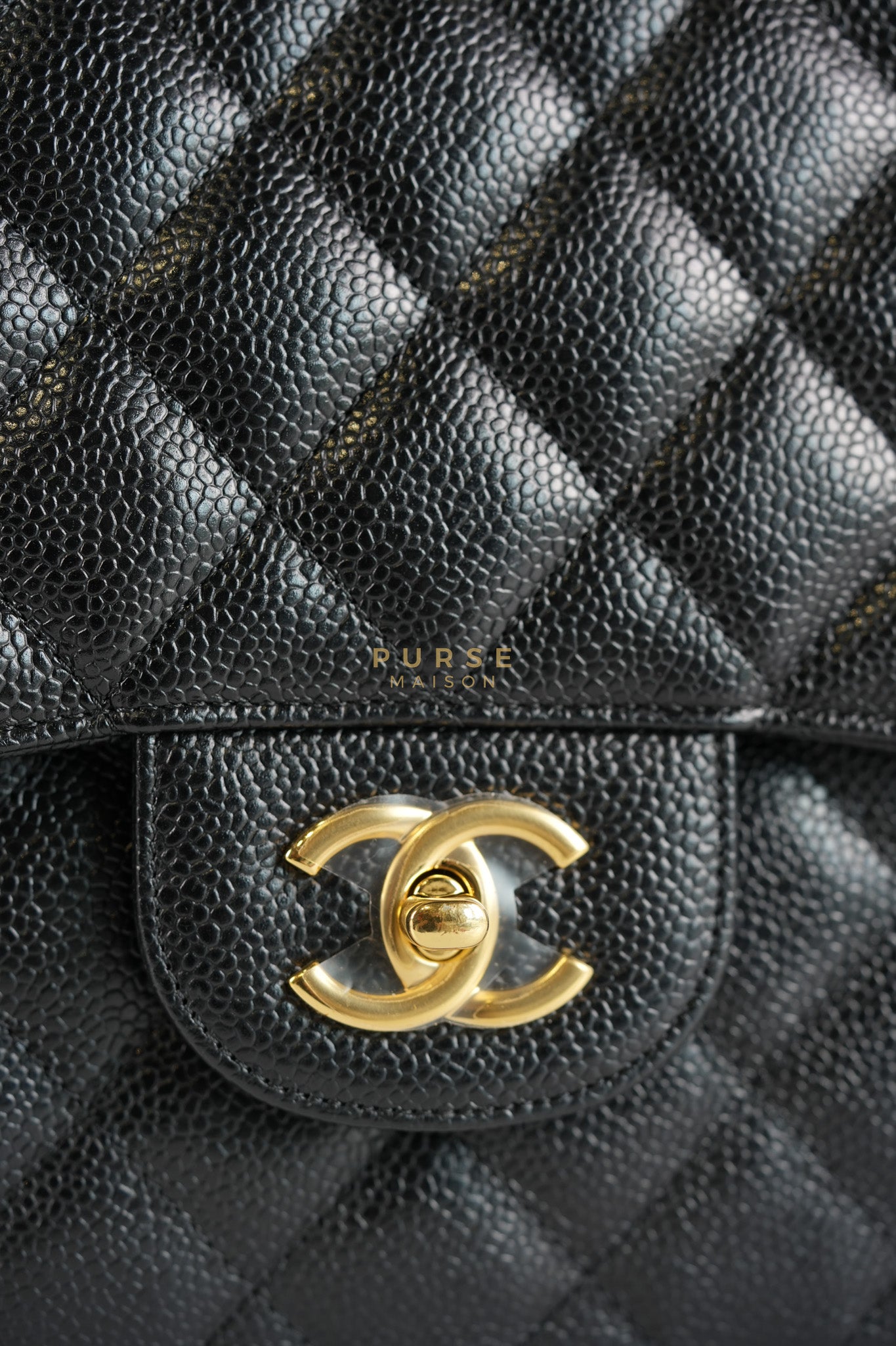 Classic Double Flap Jumbo In Black Caviar Leather & Gold Hardware Series 18 | Purse Maison Luxury Bags Shop